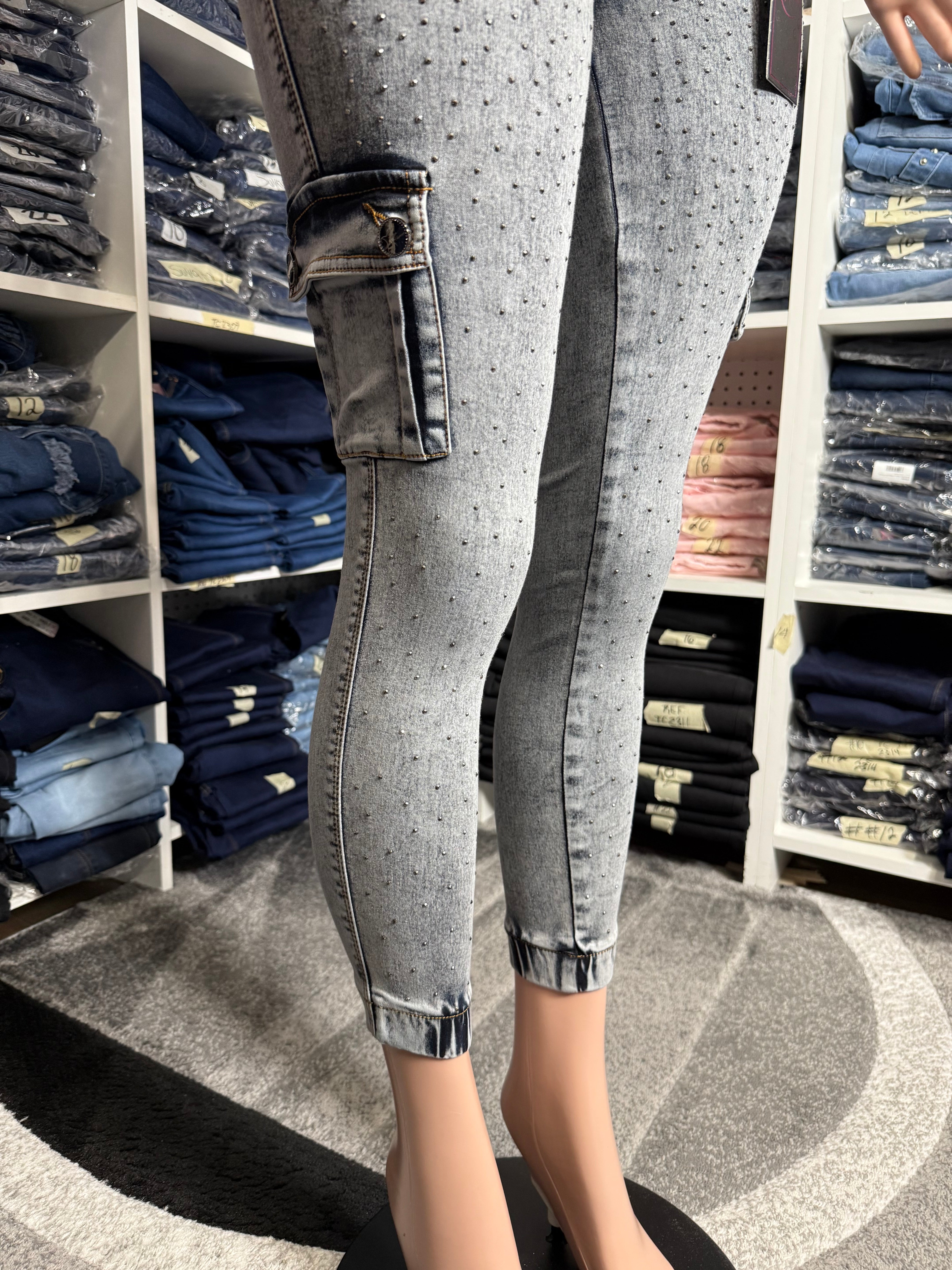 Emma-G Colombian Jean Overall with internal girdle style 360 with Rhinestones