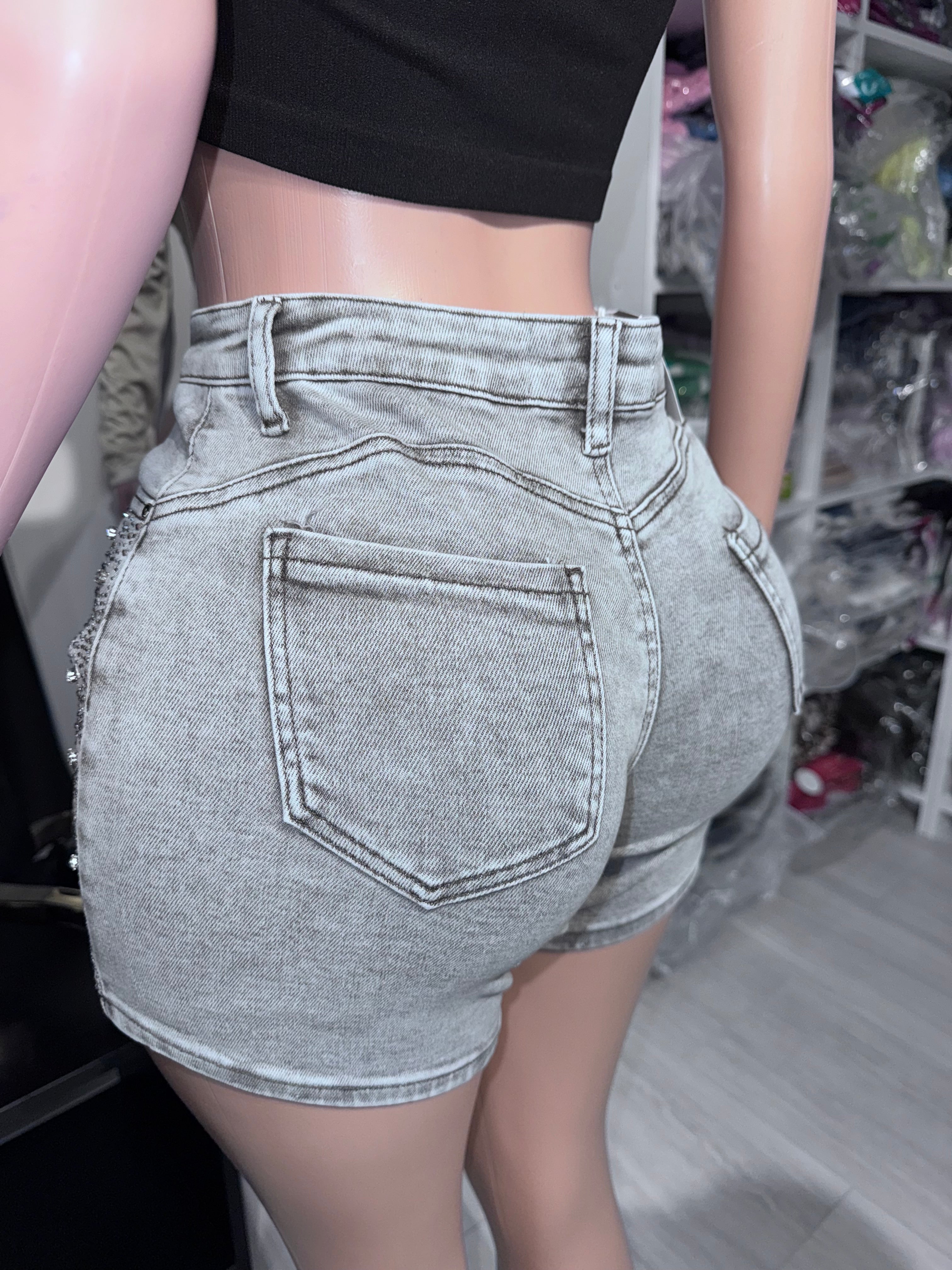 NR3067 Frosted Glam Side-Stone Shorts