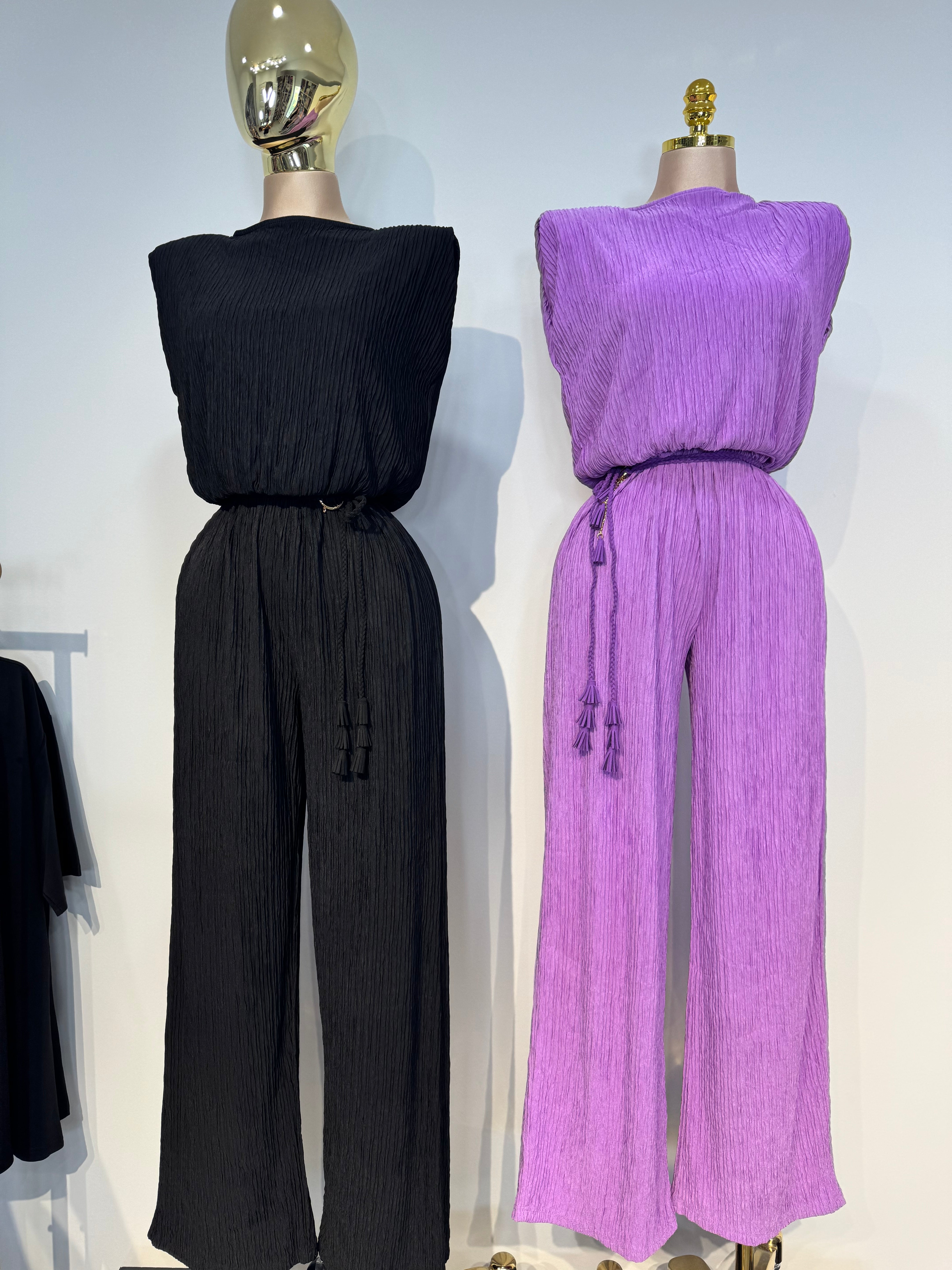 7J Lavender Luxe Pleated Jumpsuit