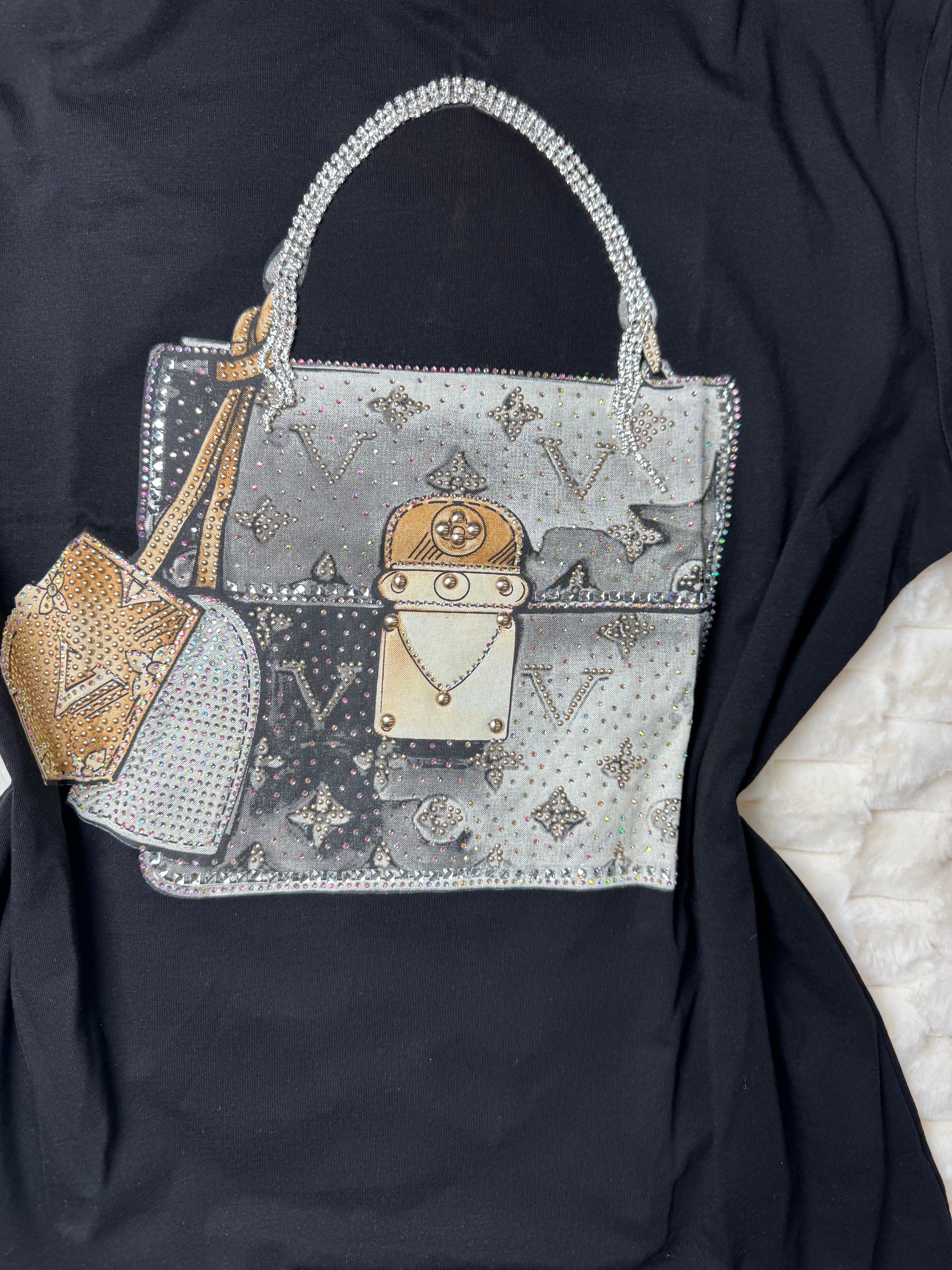 K0039 T-Shirt with Rhinestones Purse Design