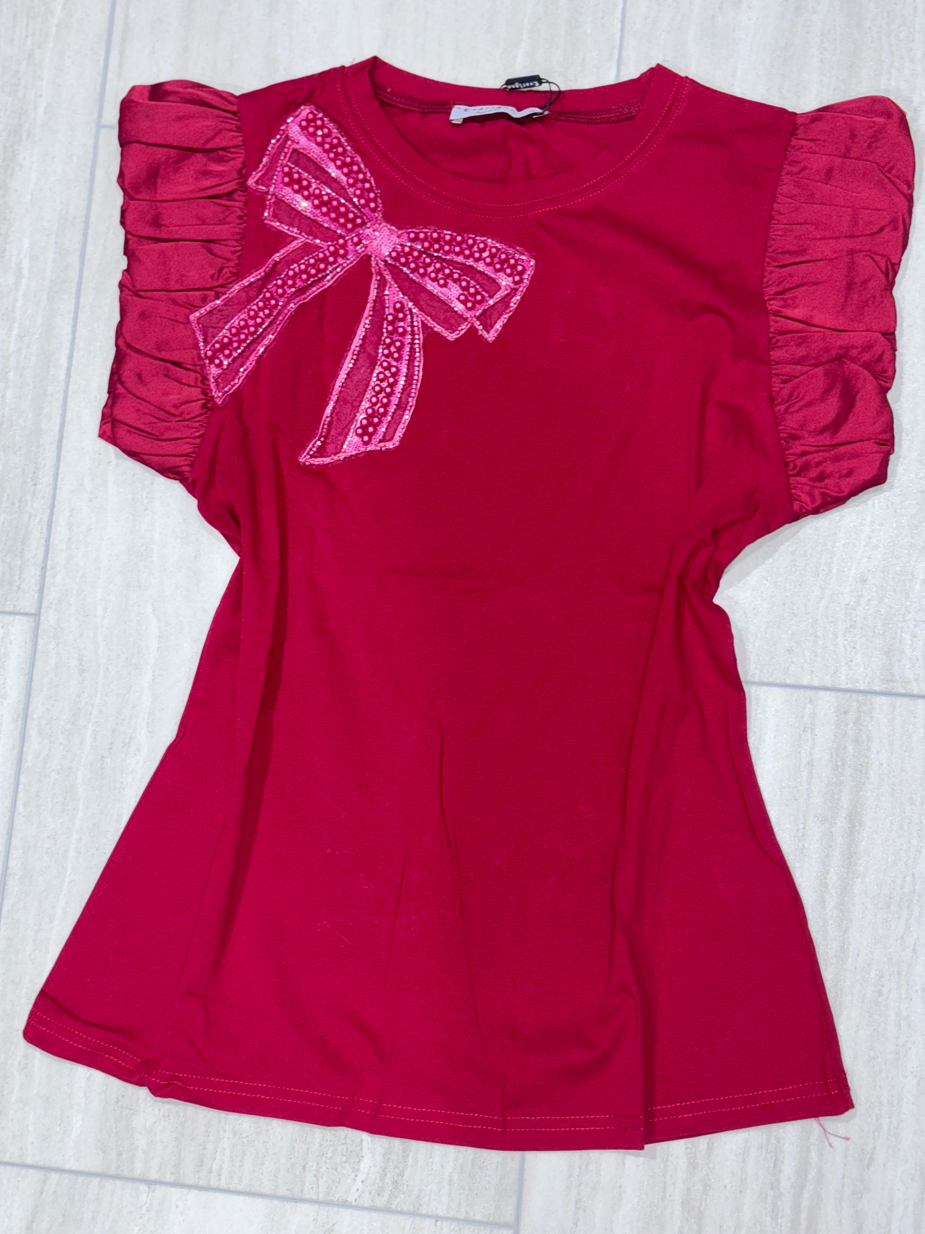 N1277 Royal Bow Ruffle Top 💙✨