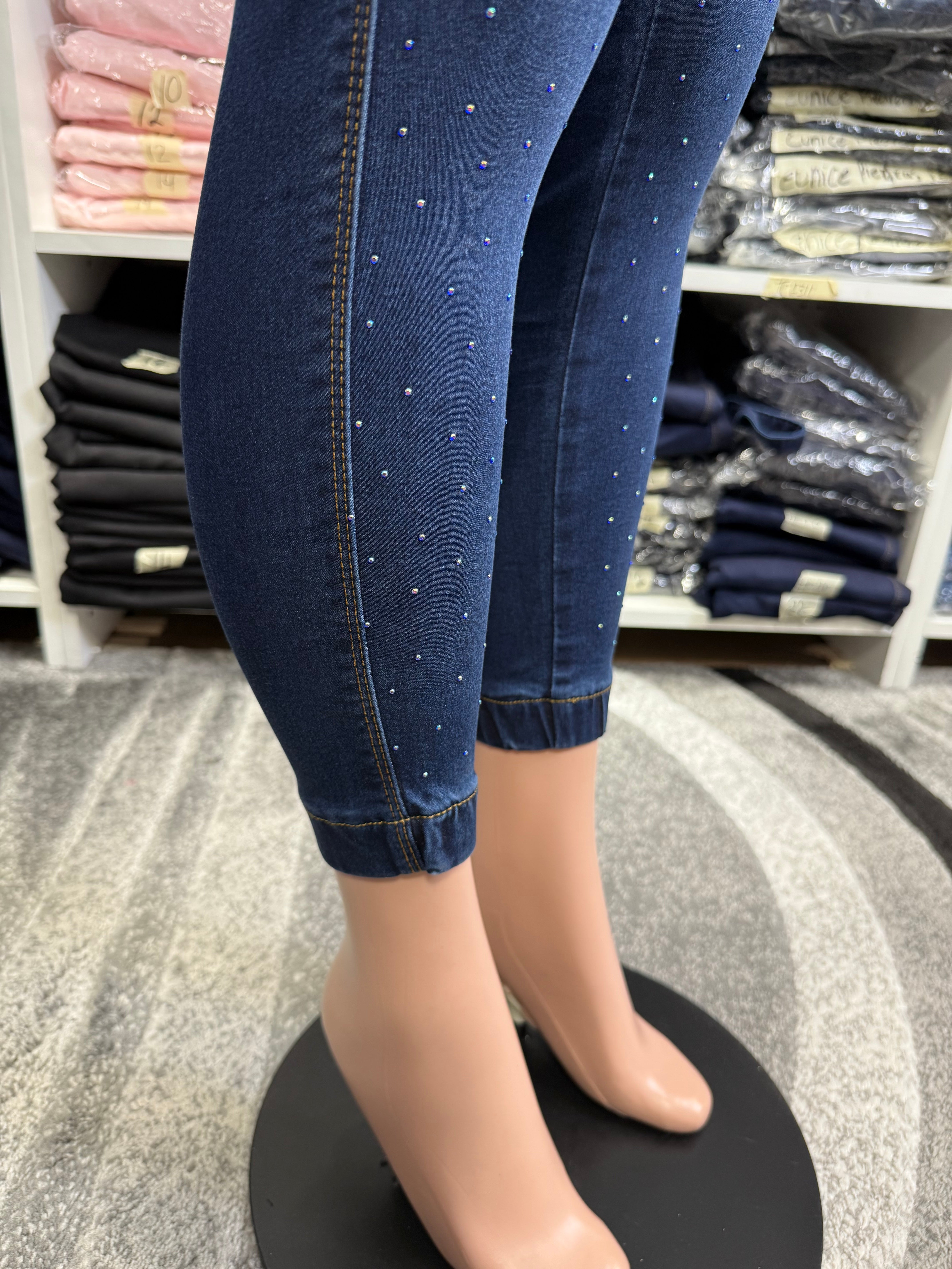 Emma Colombian Jean with internal Girdle Style 360 Overall Design Rhinestones