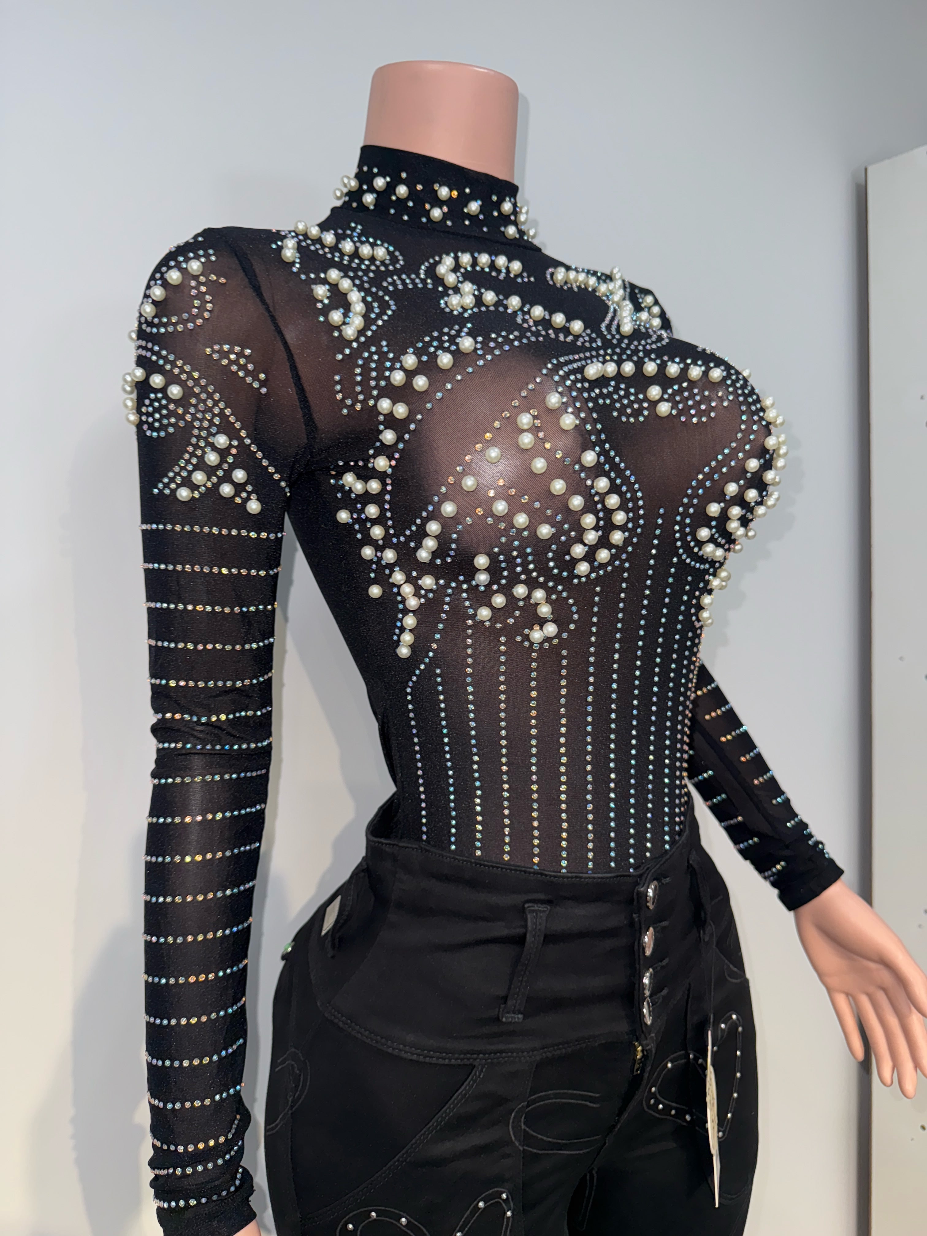 #607 Pearl Luxe Sheer Bodysuit
