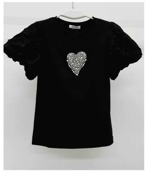 5025 T-Shirts heart shaped design styled pearls