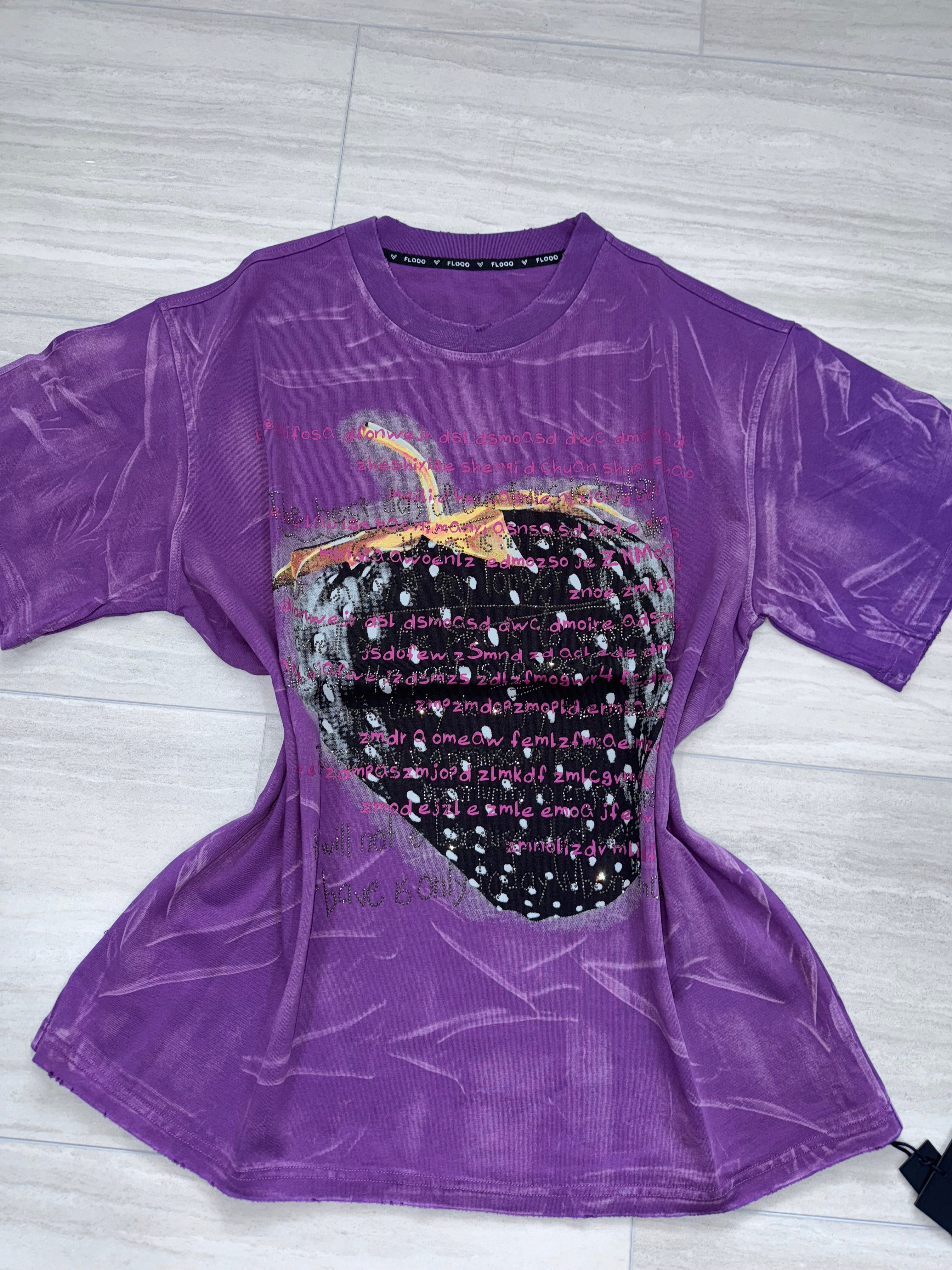 Midnight Berry Crush Tee with Rhinestones oversize style