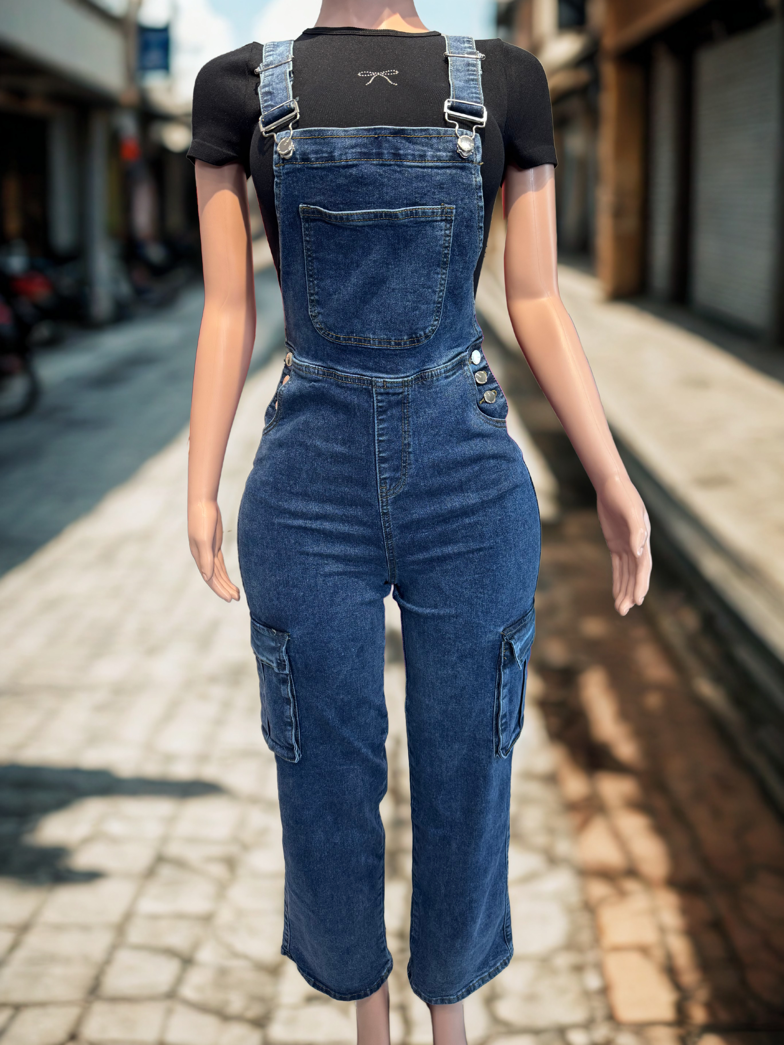 LA8855 Jean Denim Overall Style Cargo