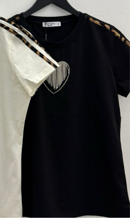 N1351 TShirt with Open Heart Design Rhinestones