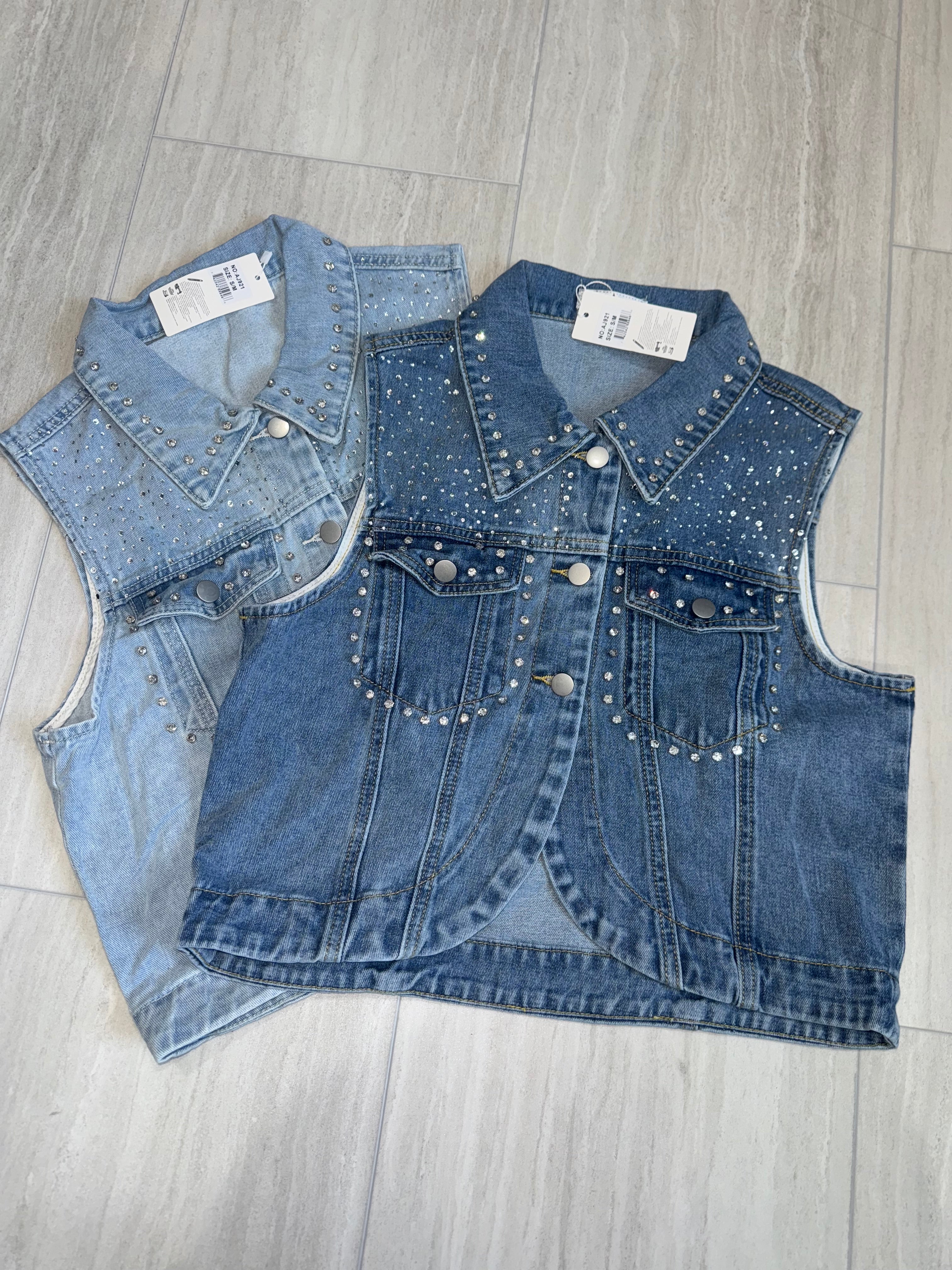 AJ921 Diamond Edge Denim Vest