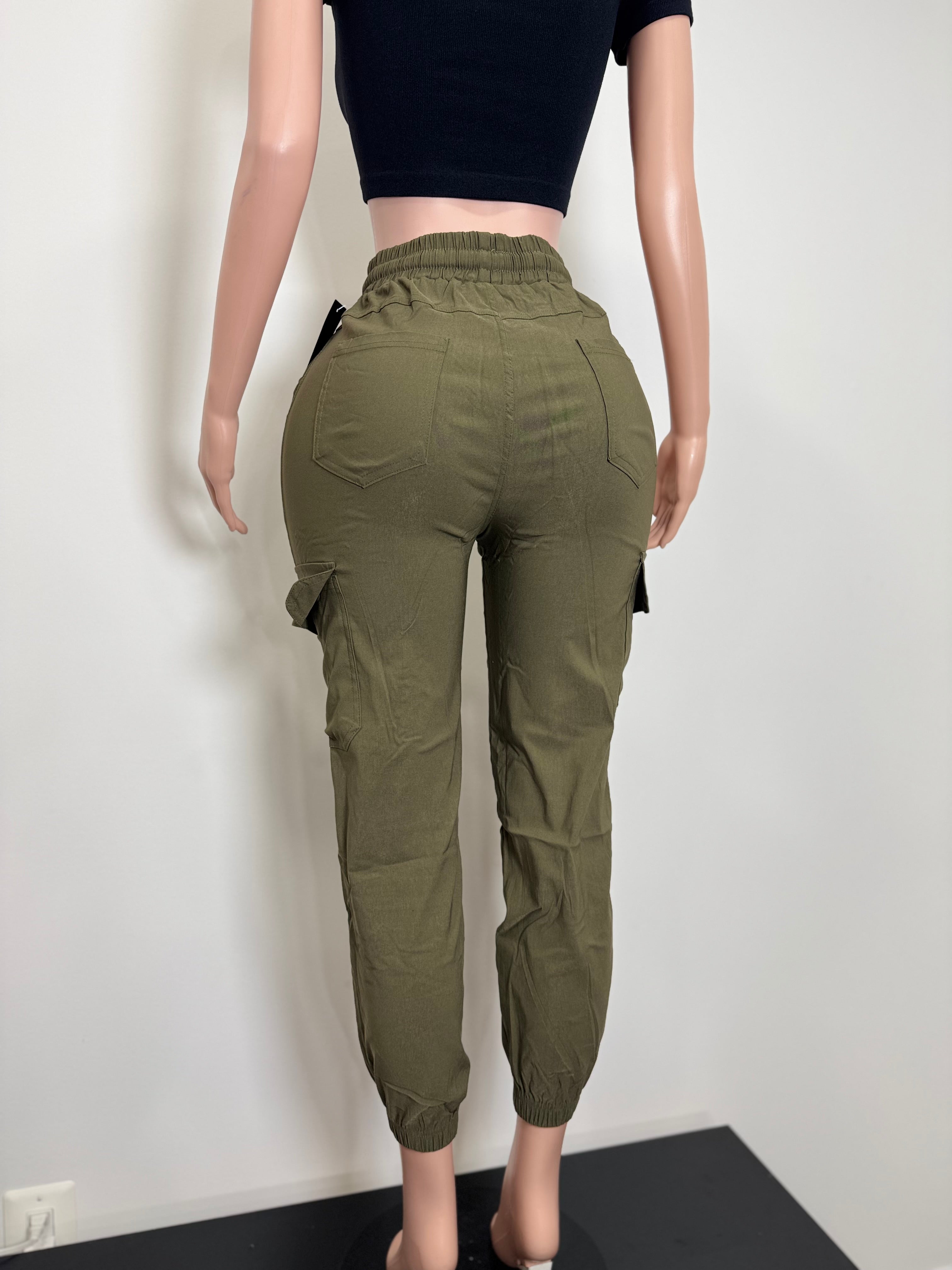 X2116 Casual Cargo Pants with Pockets on the back and Waist band