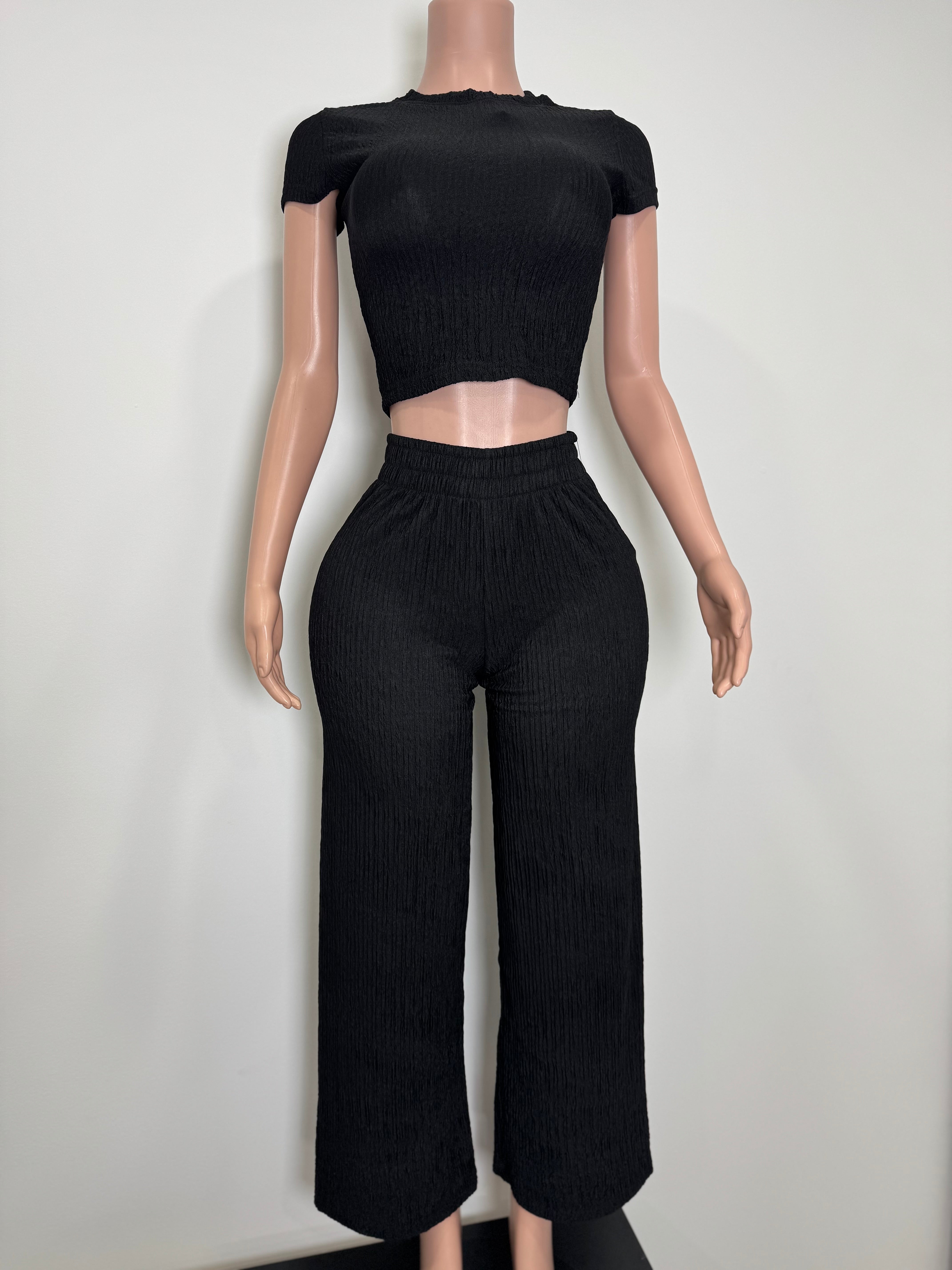 IRIS-19S 2 Piece Summer Party Casual Set Midnight Texture Lounge Set