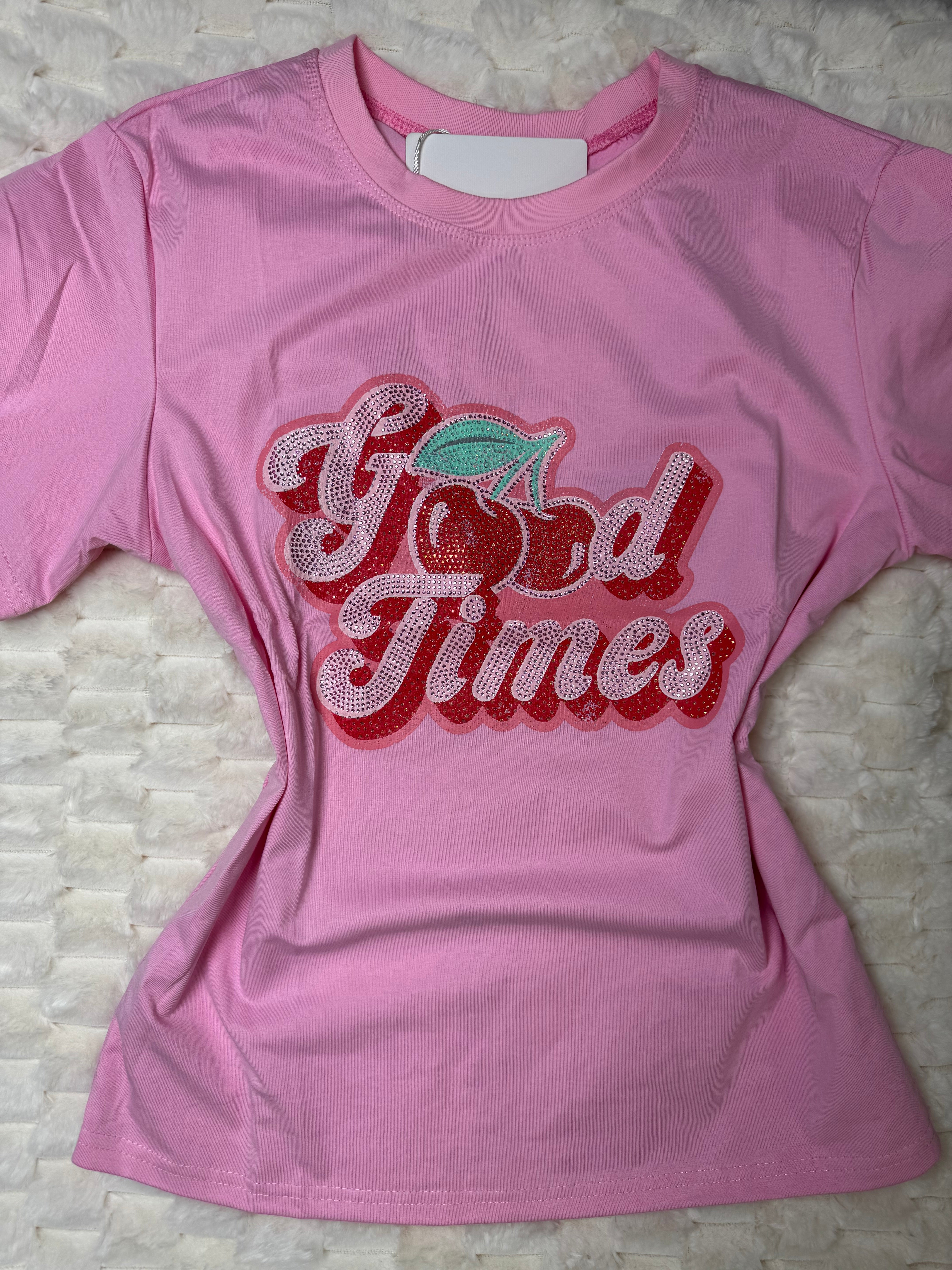 A2196 Cherry Pop “Good Times” Tee with Rhinestones