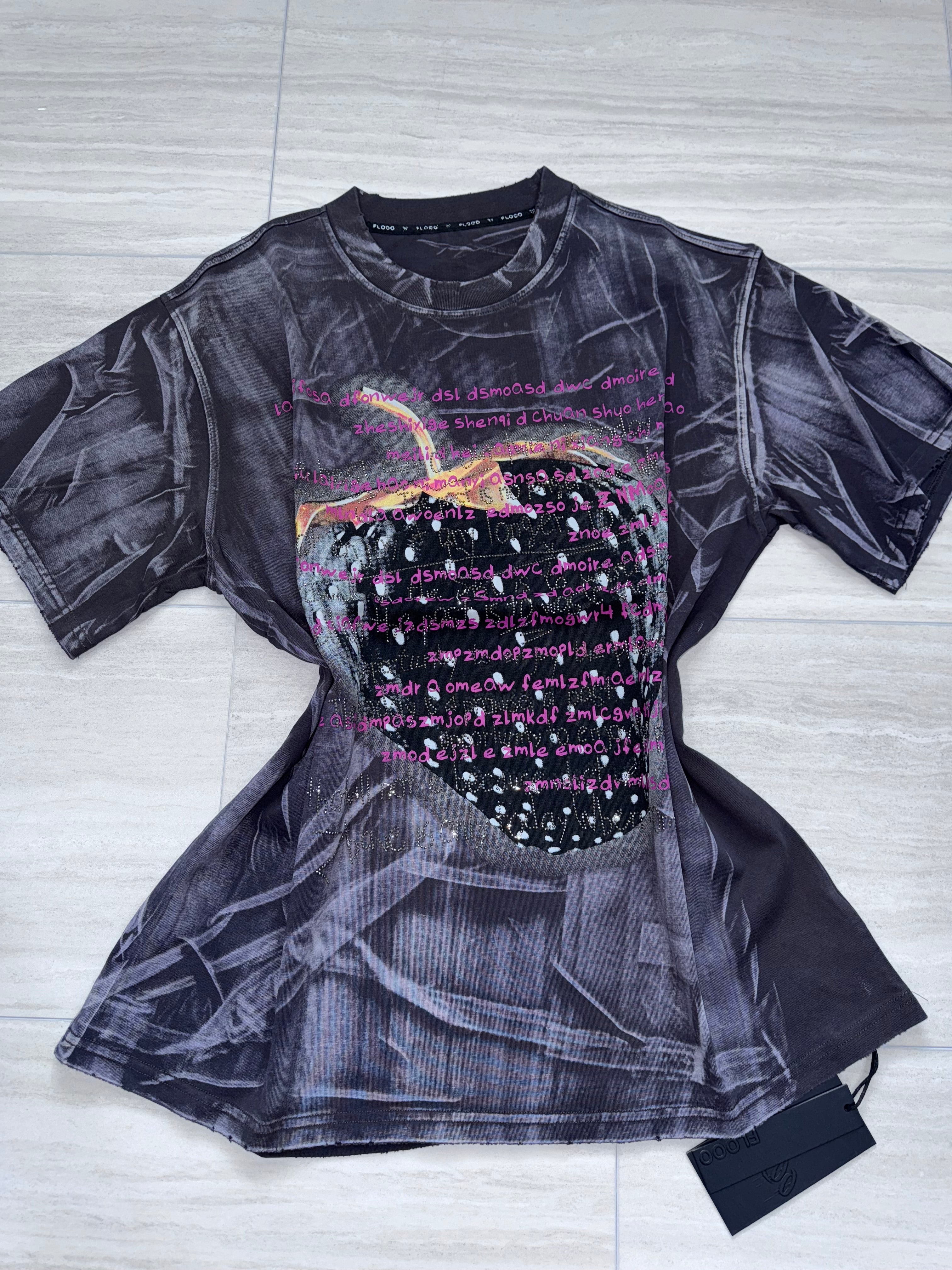 Midnight Berry Crush Tee with Rhinestones oversize style
