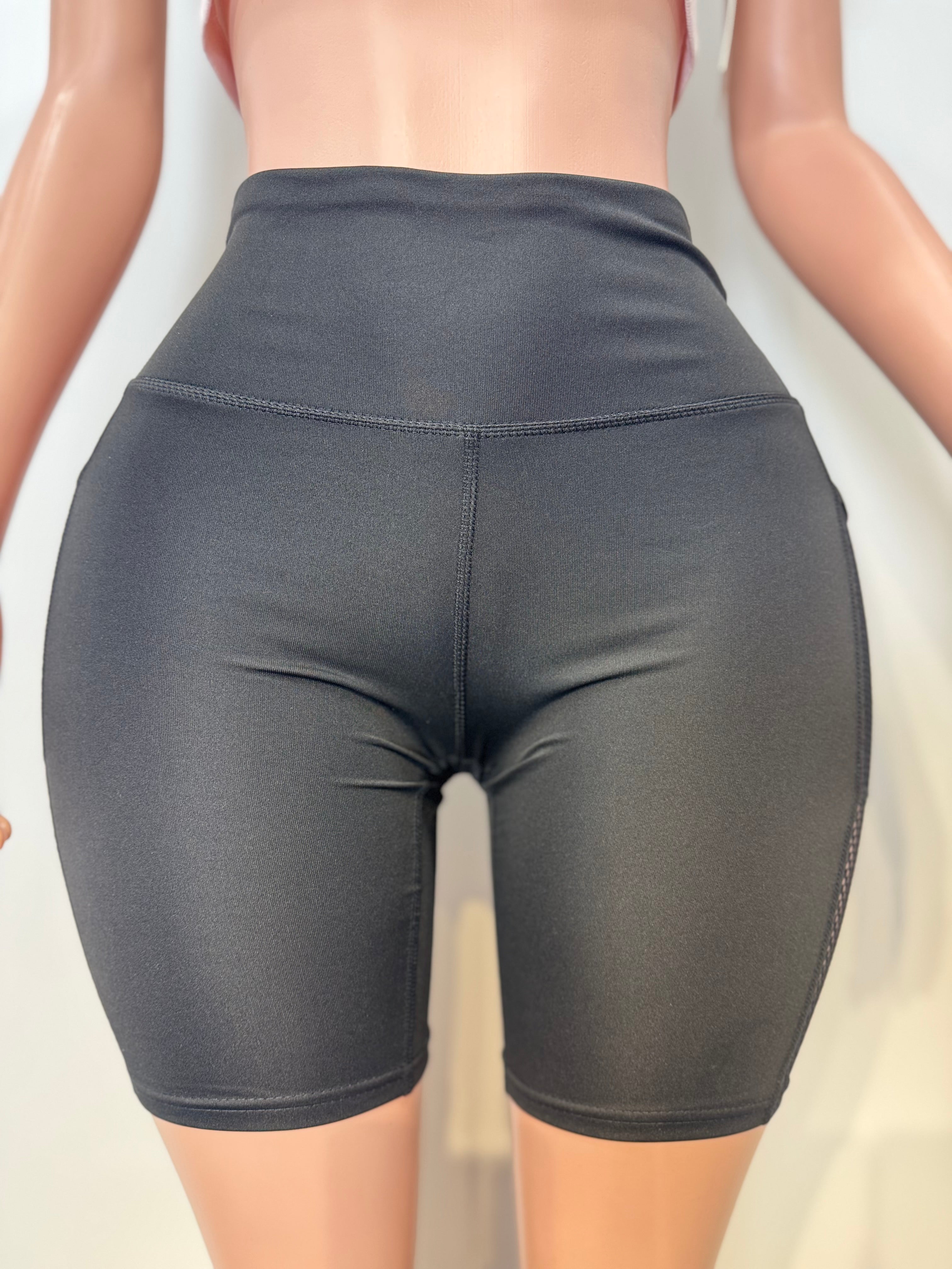 Y6693N Dark PowerMesh Pocket Biker Shorts