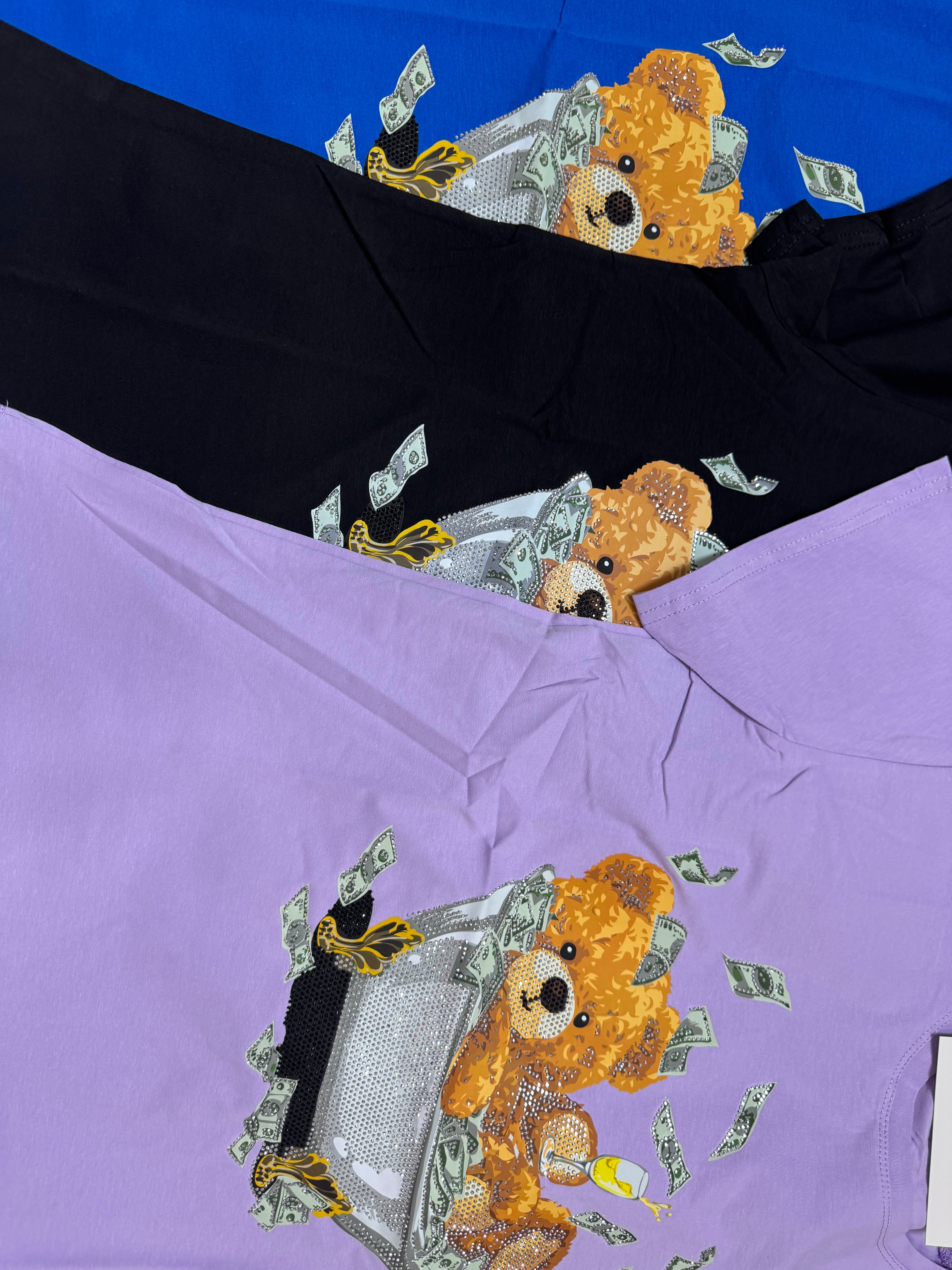#101 Money Bear Drip Tee with Rhinestones