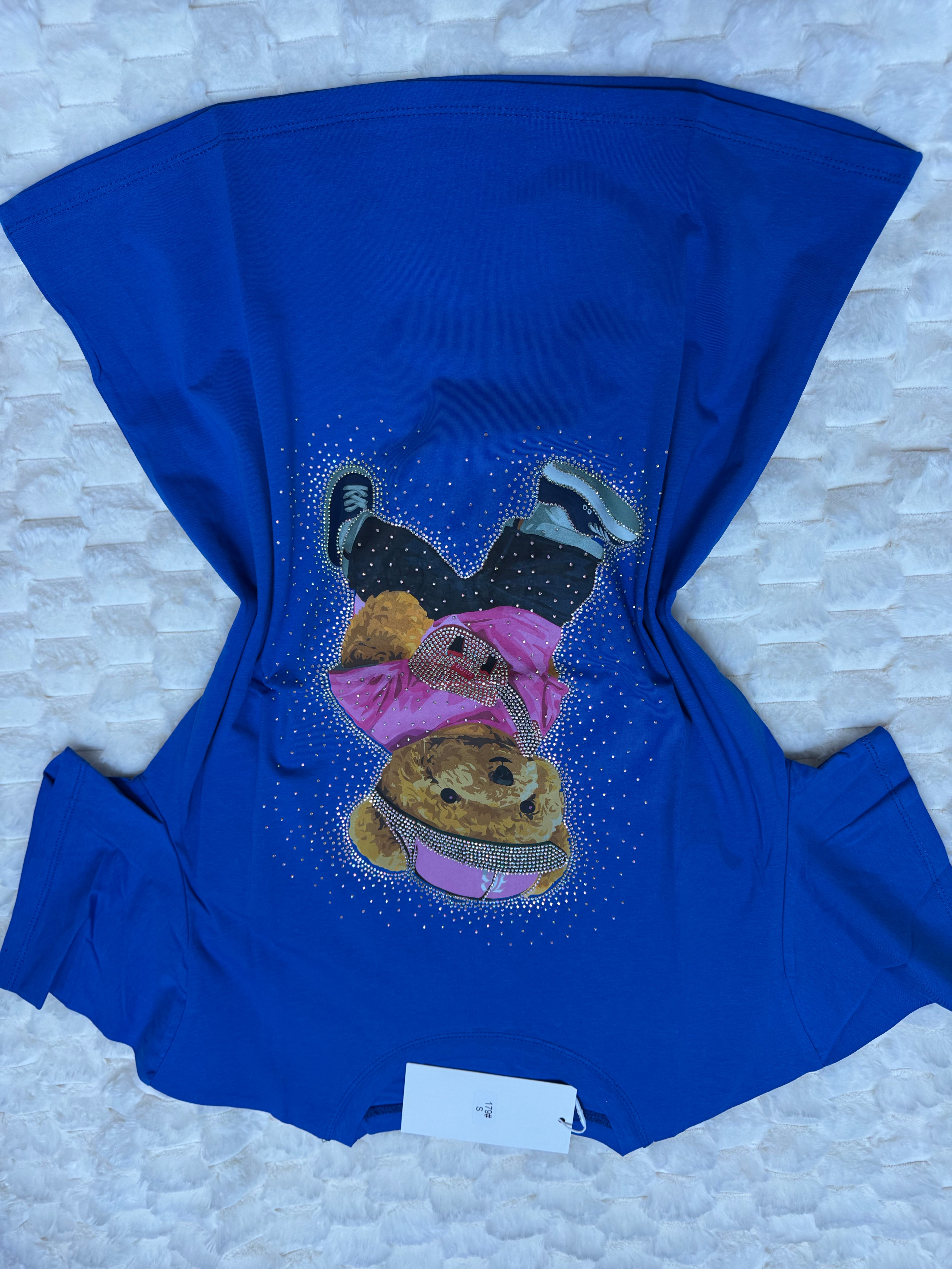 #179 Glam Bear Street Tee with Rhinestones