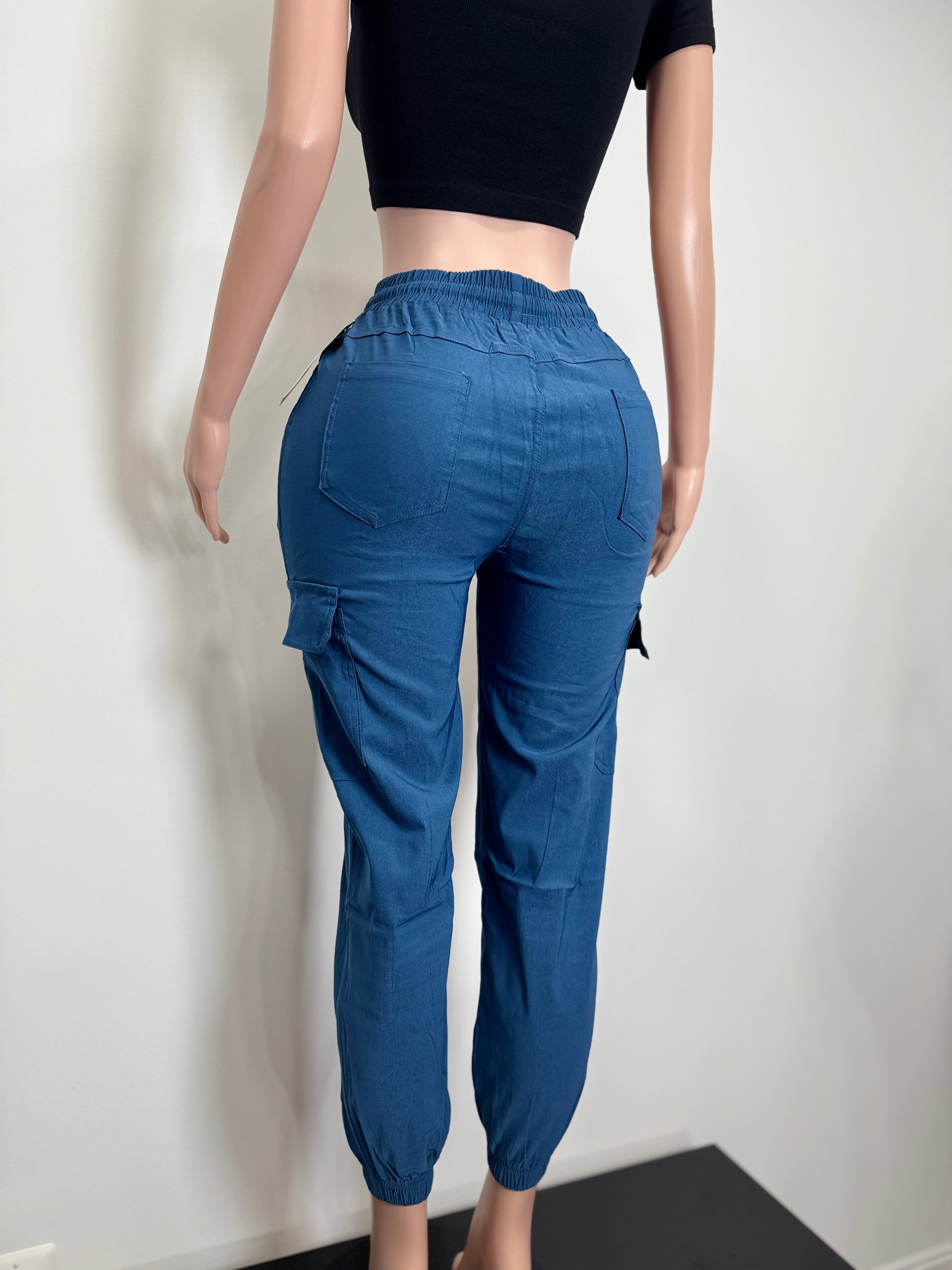 X2116 Casual Cargo Pants with Pockets on the back and Waist band