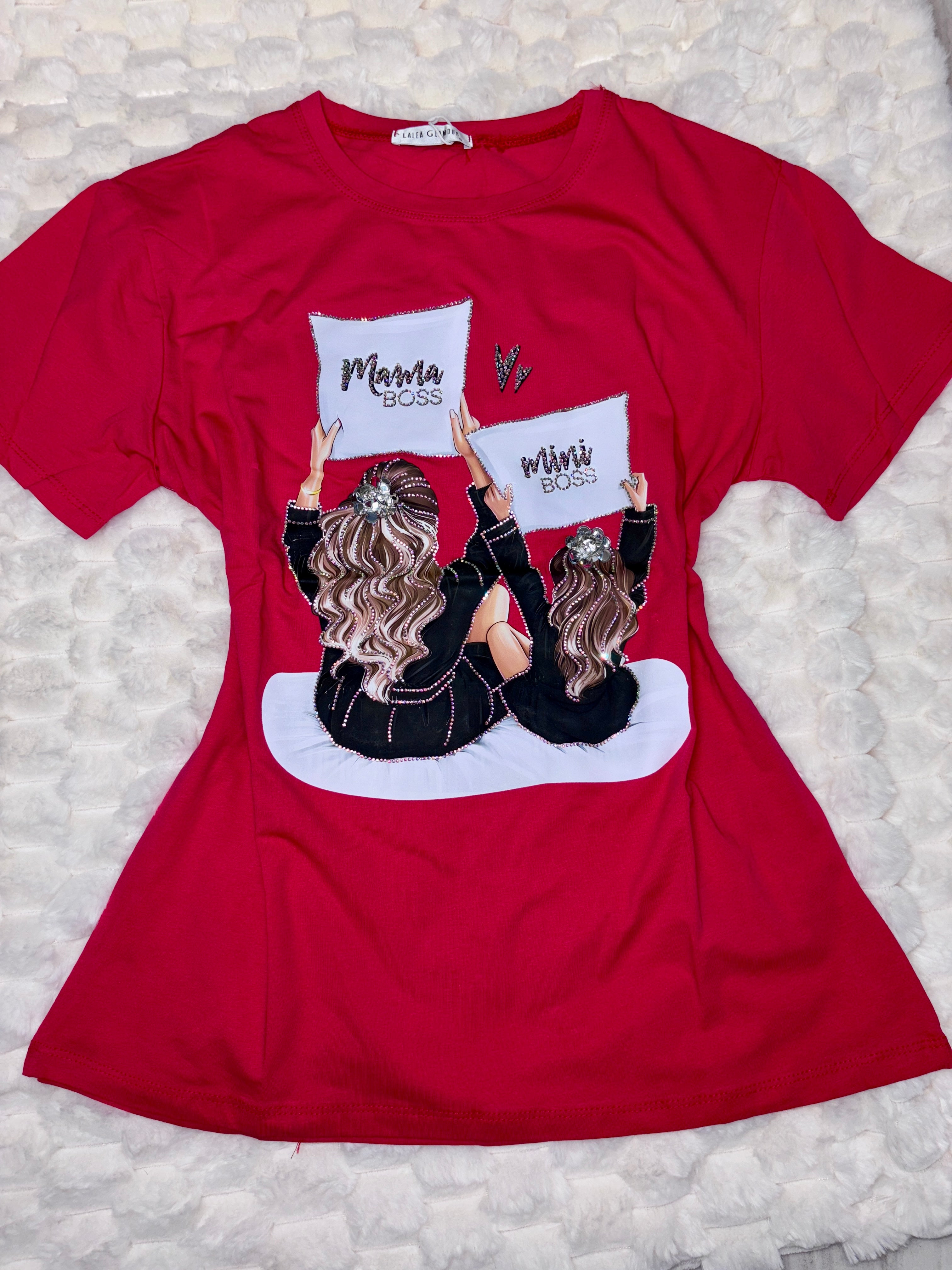 #192 Mama & Mini Boss Sparkle Tee with Rhinestones