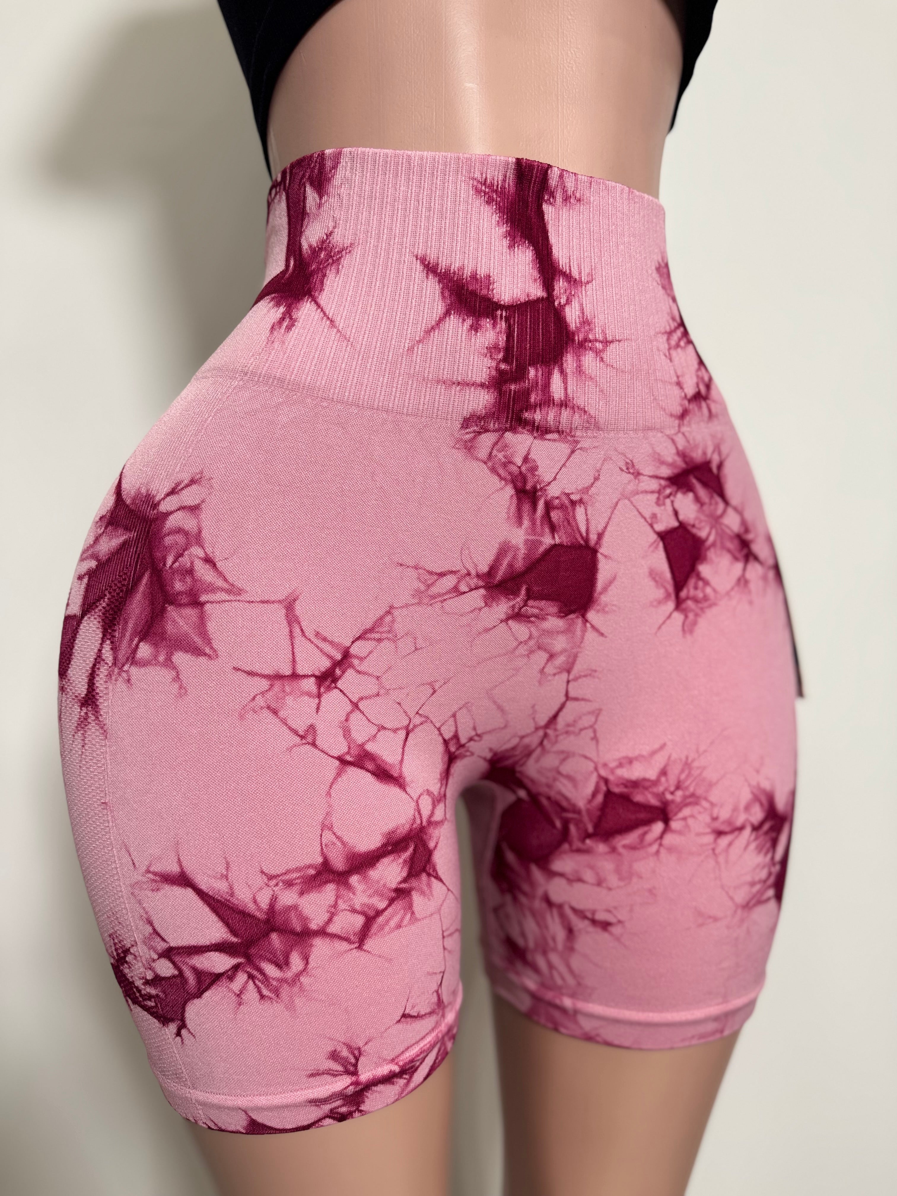 B5235 3 COLORS Storm Burst Tie-Dye Gym Shorts with Butt Lifting