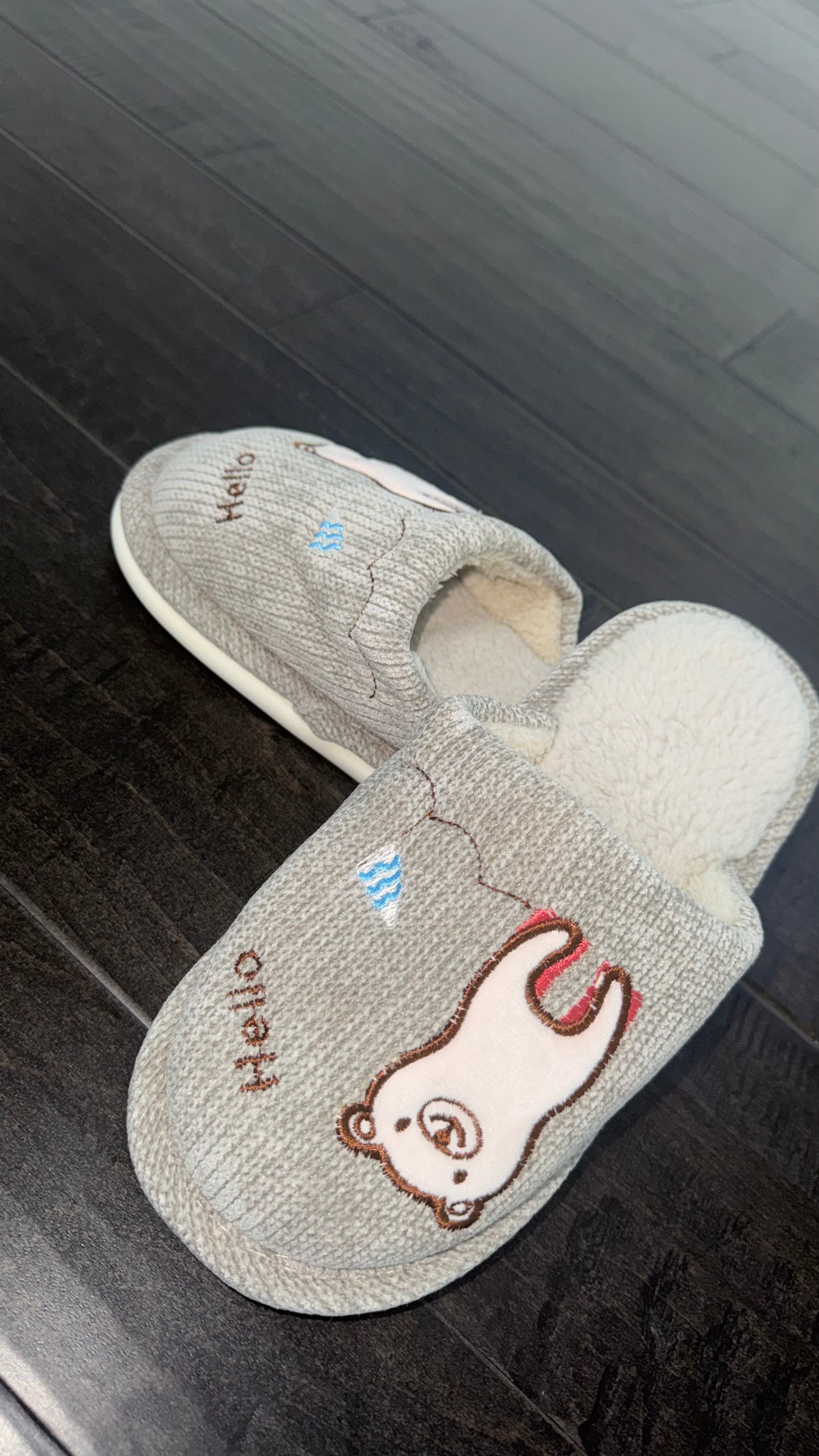 Cozy Fuzzy Slippers with Bear Design