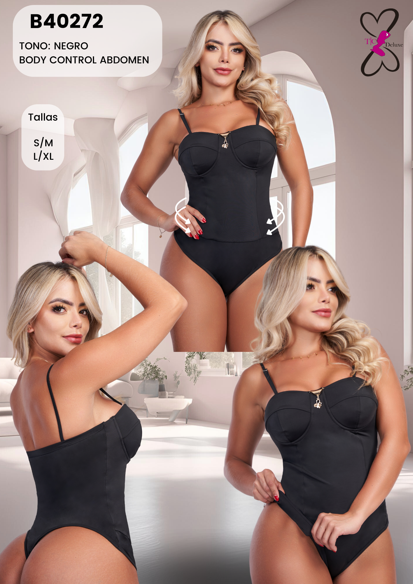 B40272 Colombian Bodysuit with Internal Girdle Black