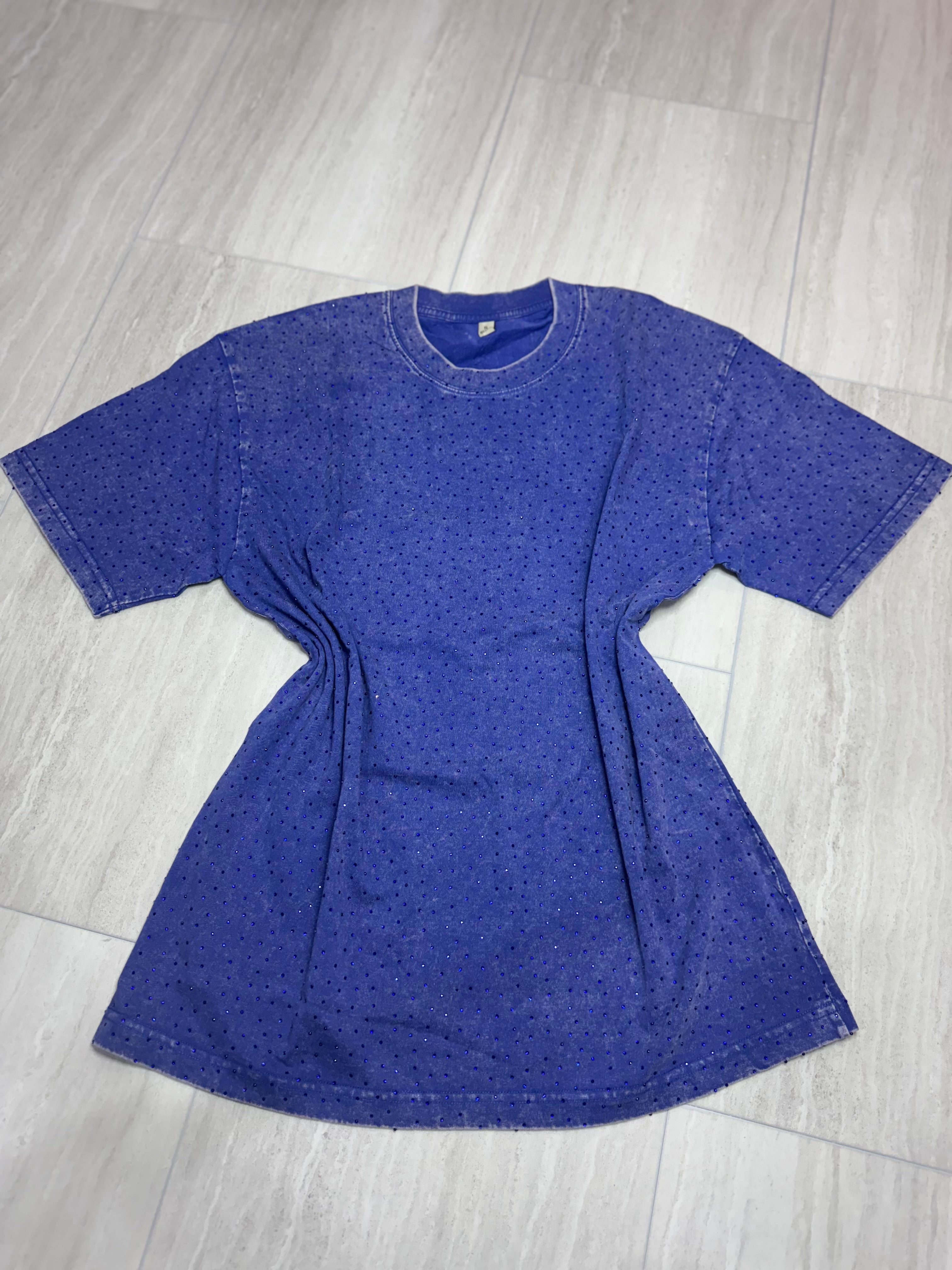 Oversized T-shirt with Rhinestones Multiple Colors