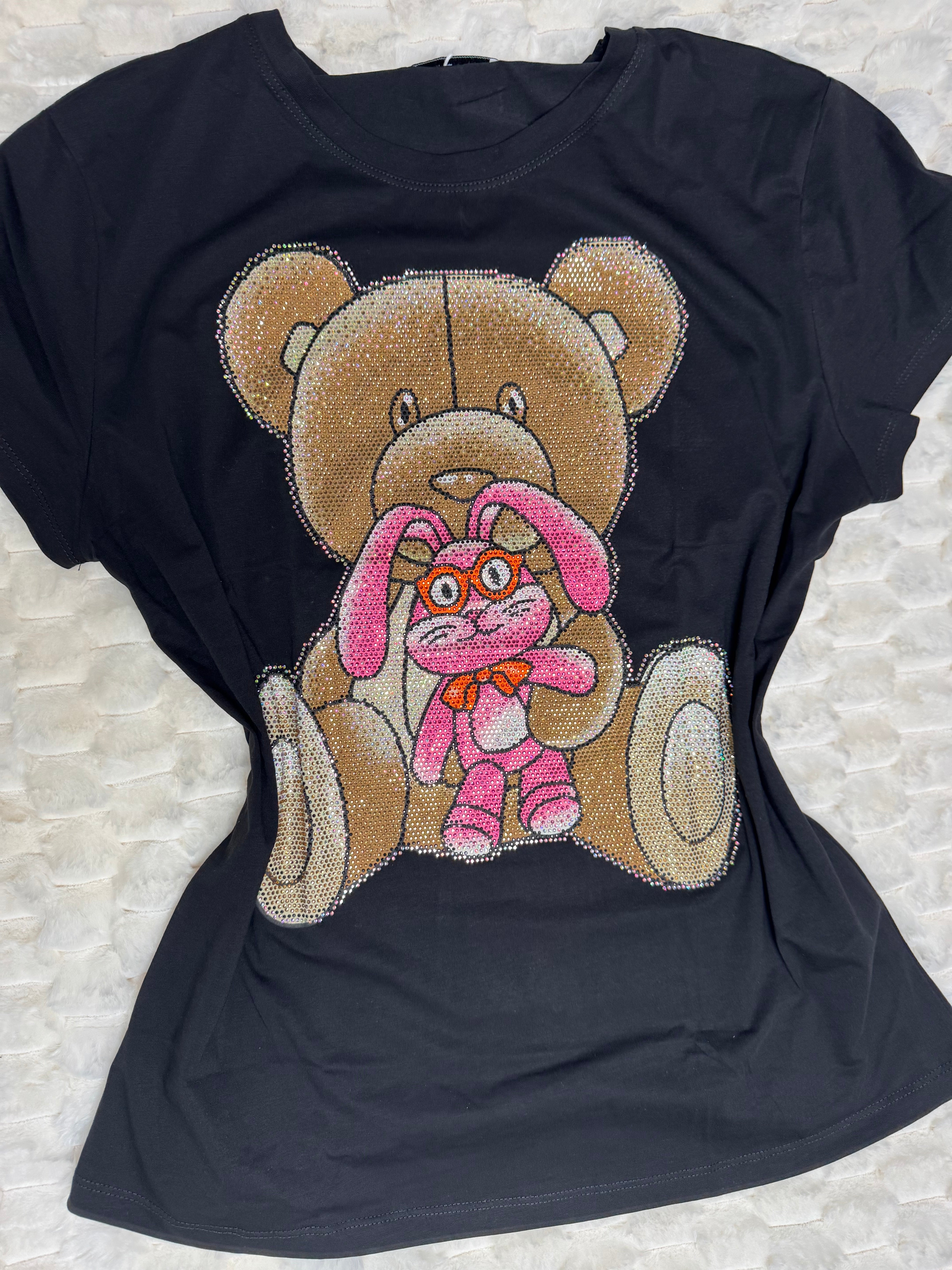K10010 Cuddle Sparkle Duo Tee – Bear & Bunny Edition with rhinestones