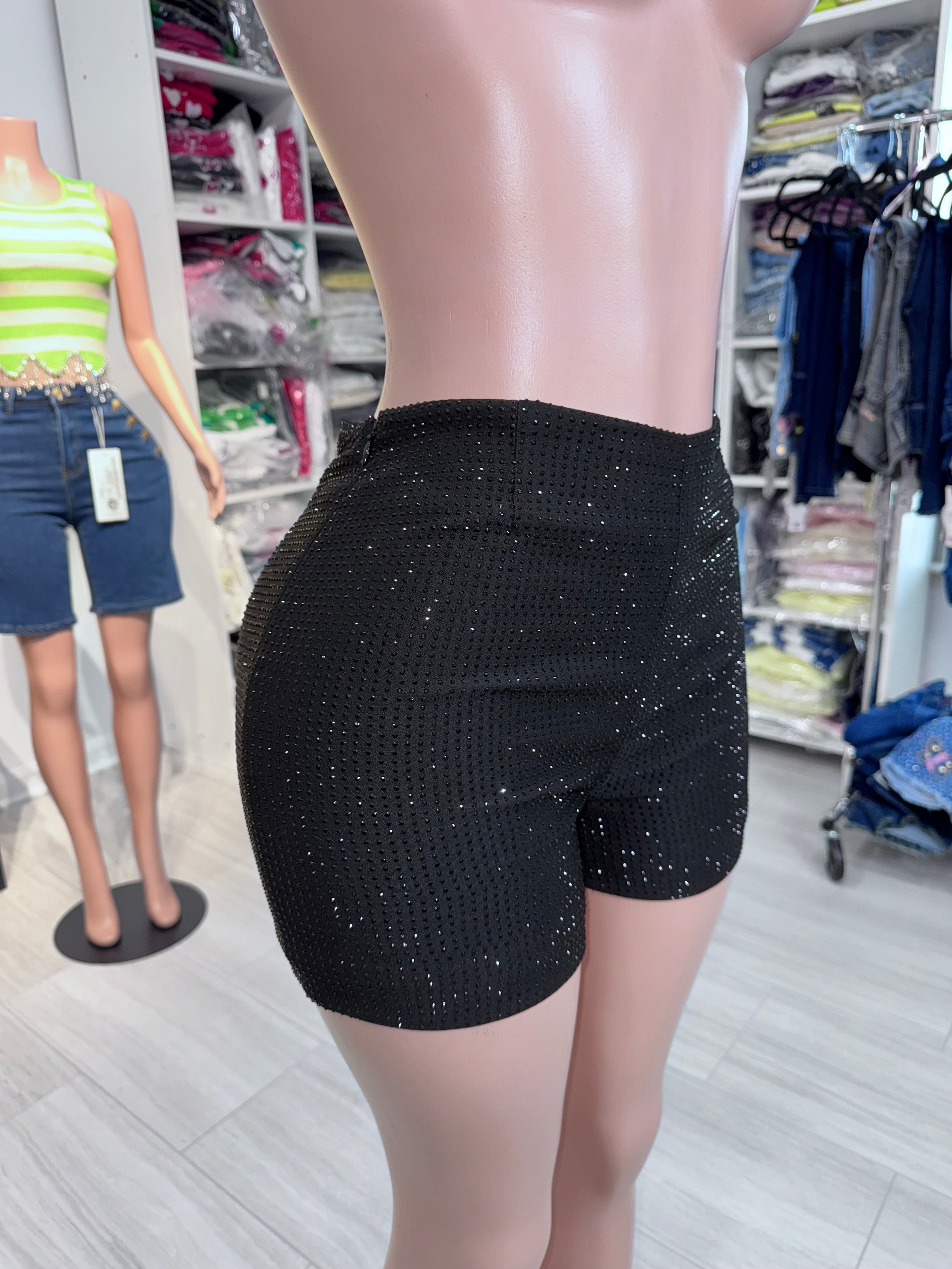 2935 Midnight Sparkle Shorts with rhinestone