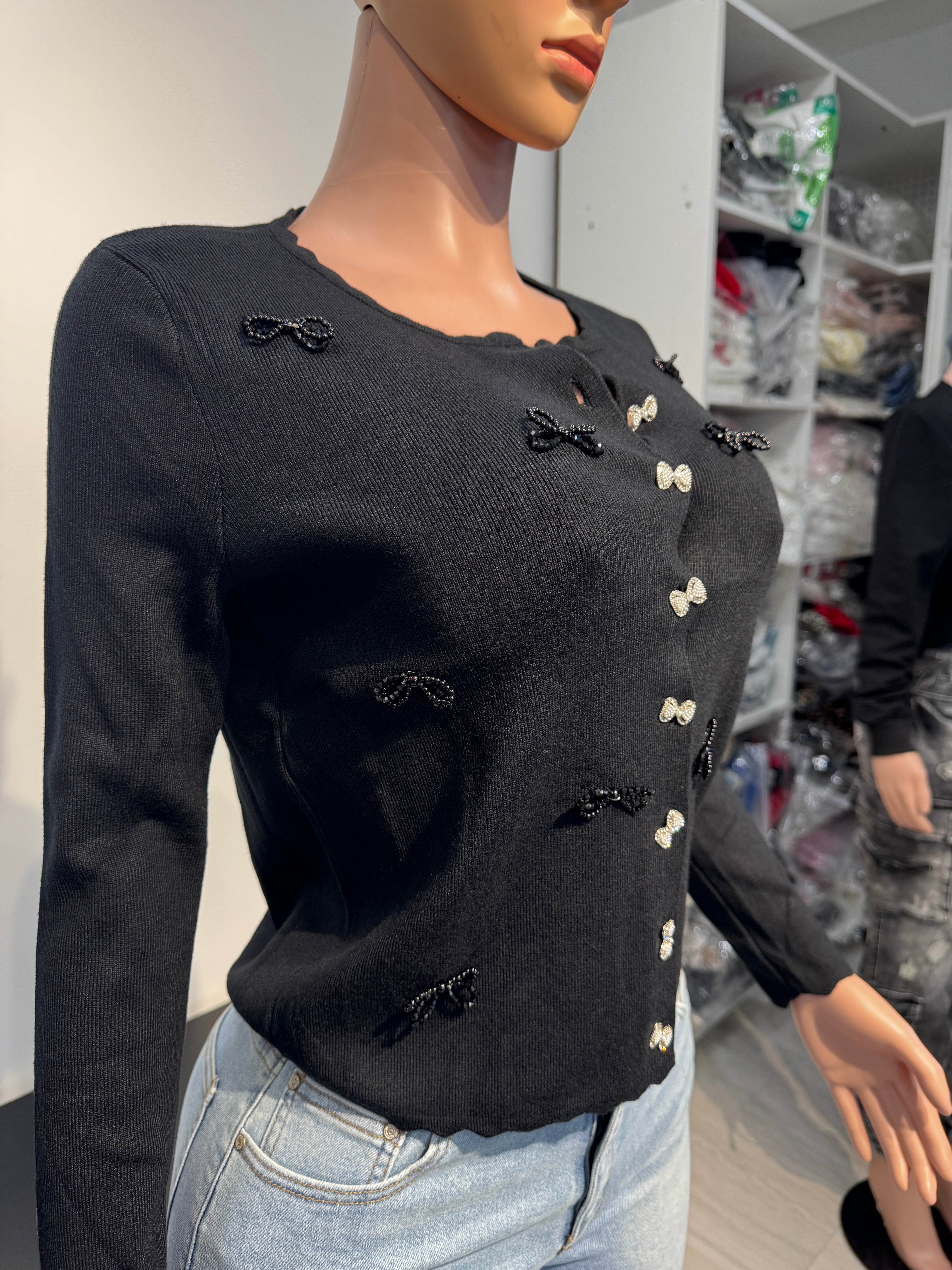 2615 Bow Charm Knit Button up sweater