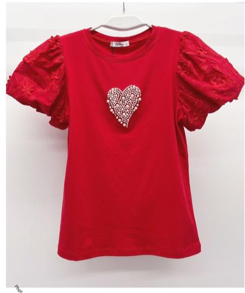 5025 T-Shirts heart shaped design styled pearls