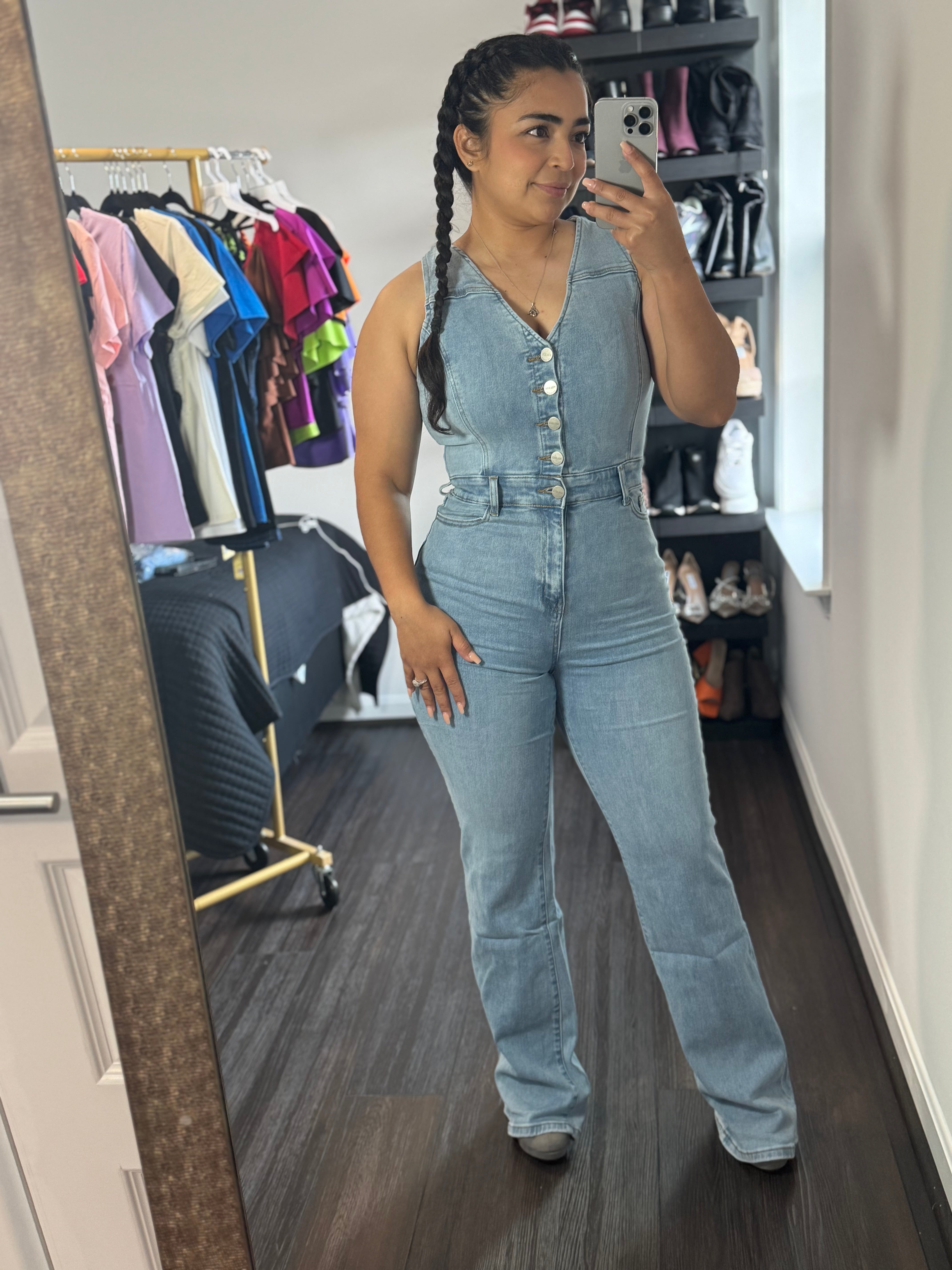 10720 Snatched & Zipped Denim Jumpsuit