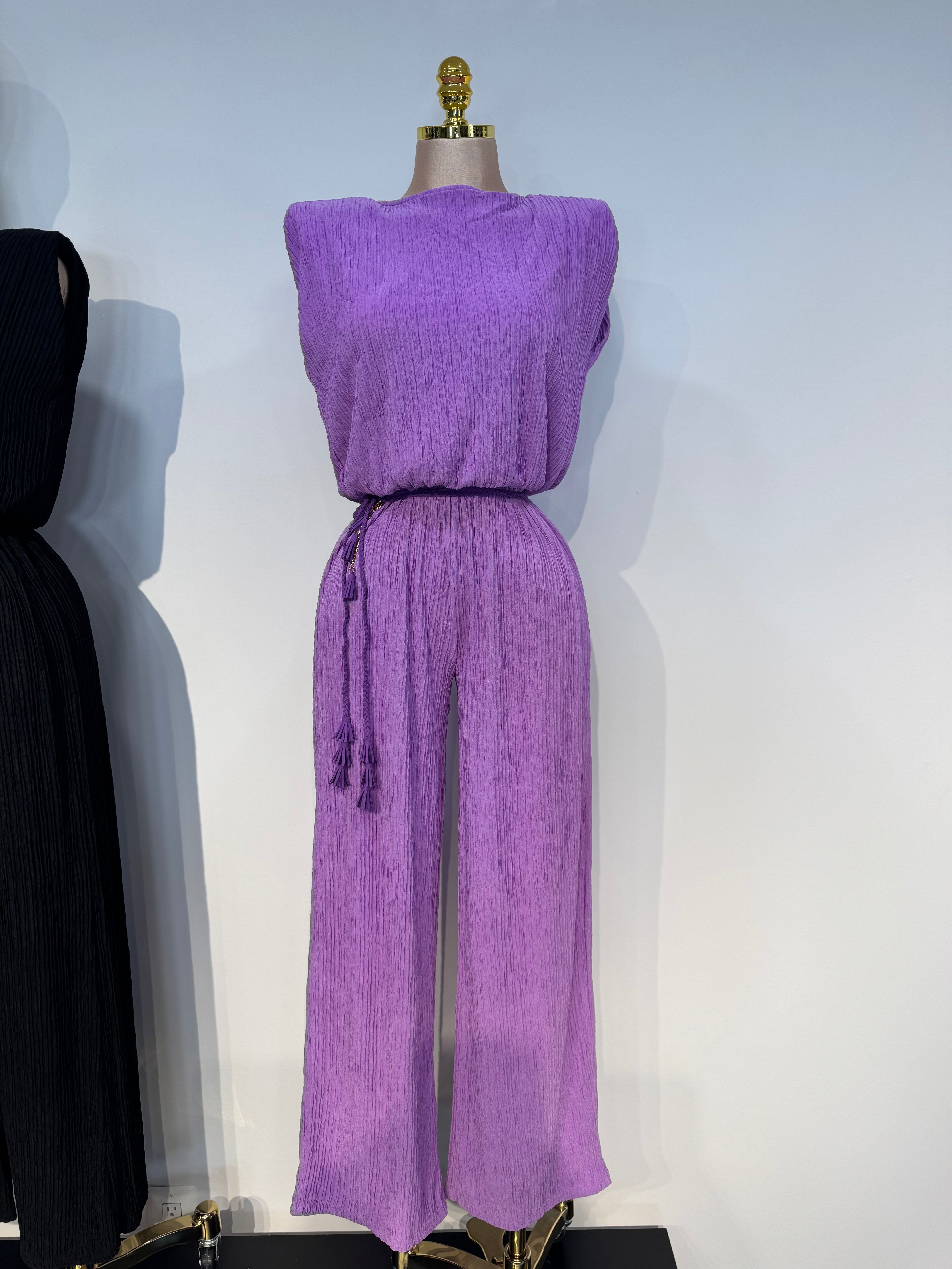 7J Lavender Luxe Pleated Jumpsuit