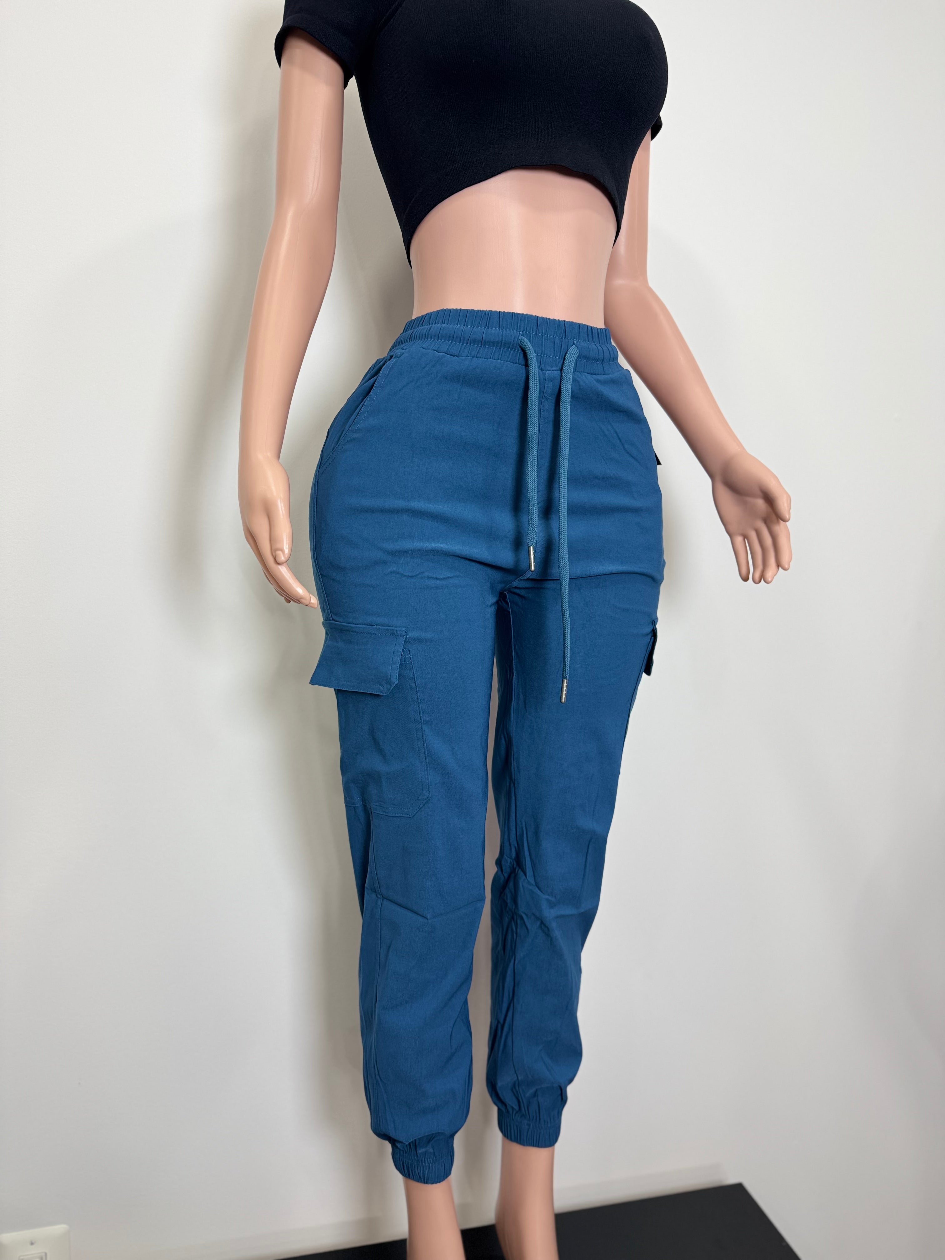 X2116 Casual Cargo Pants with Pockets on the back and Waist band