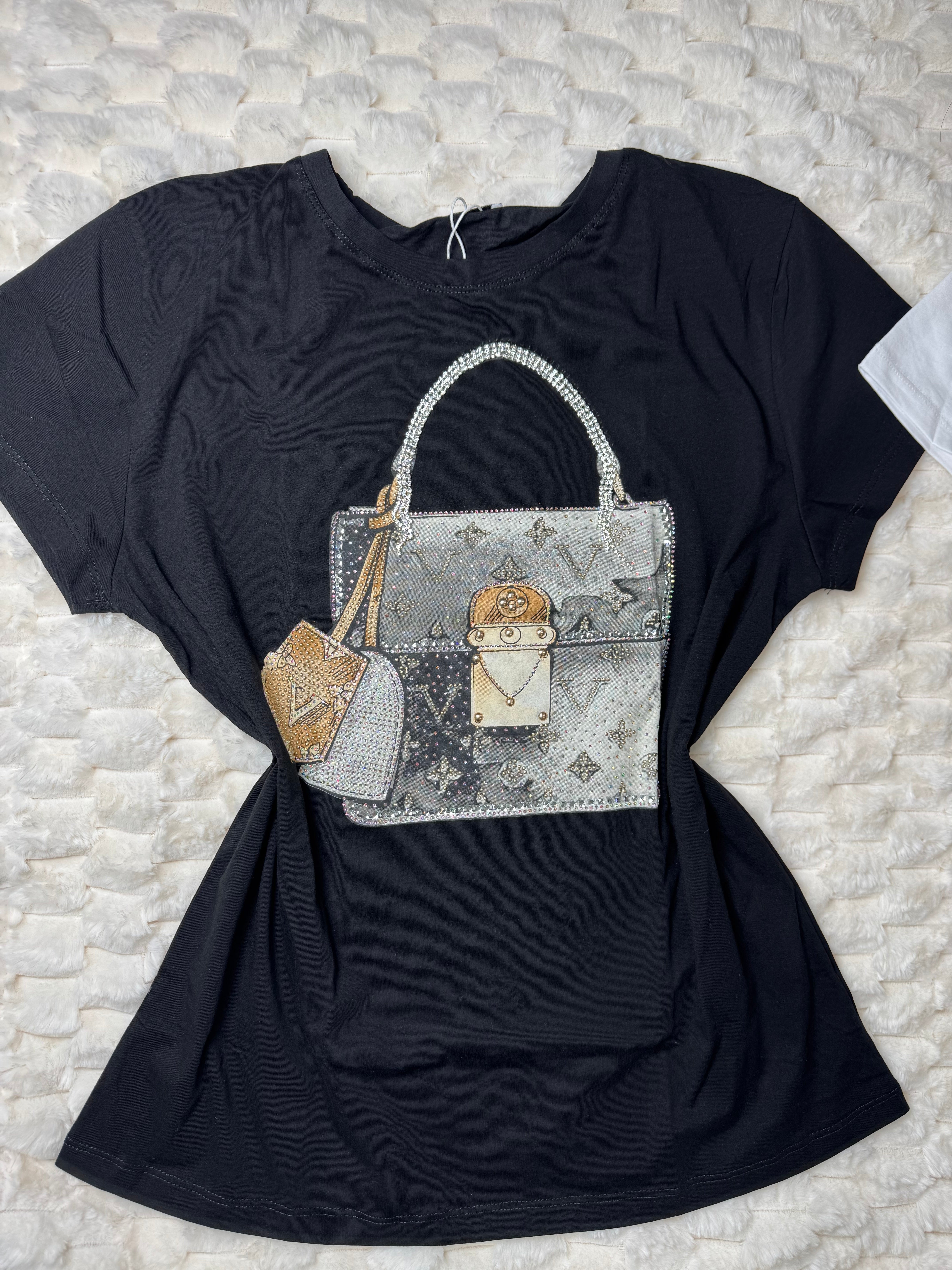 K0039 T-Shirt with Rhinestones Purse Design