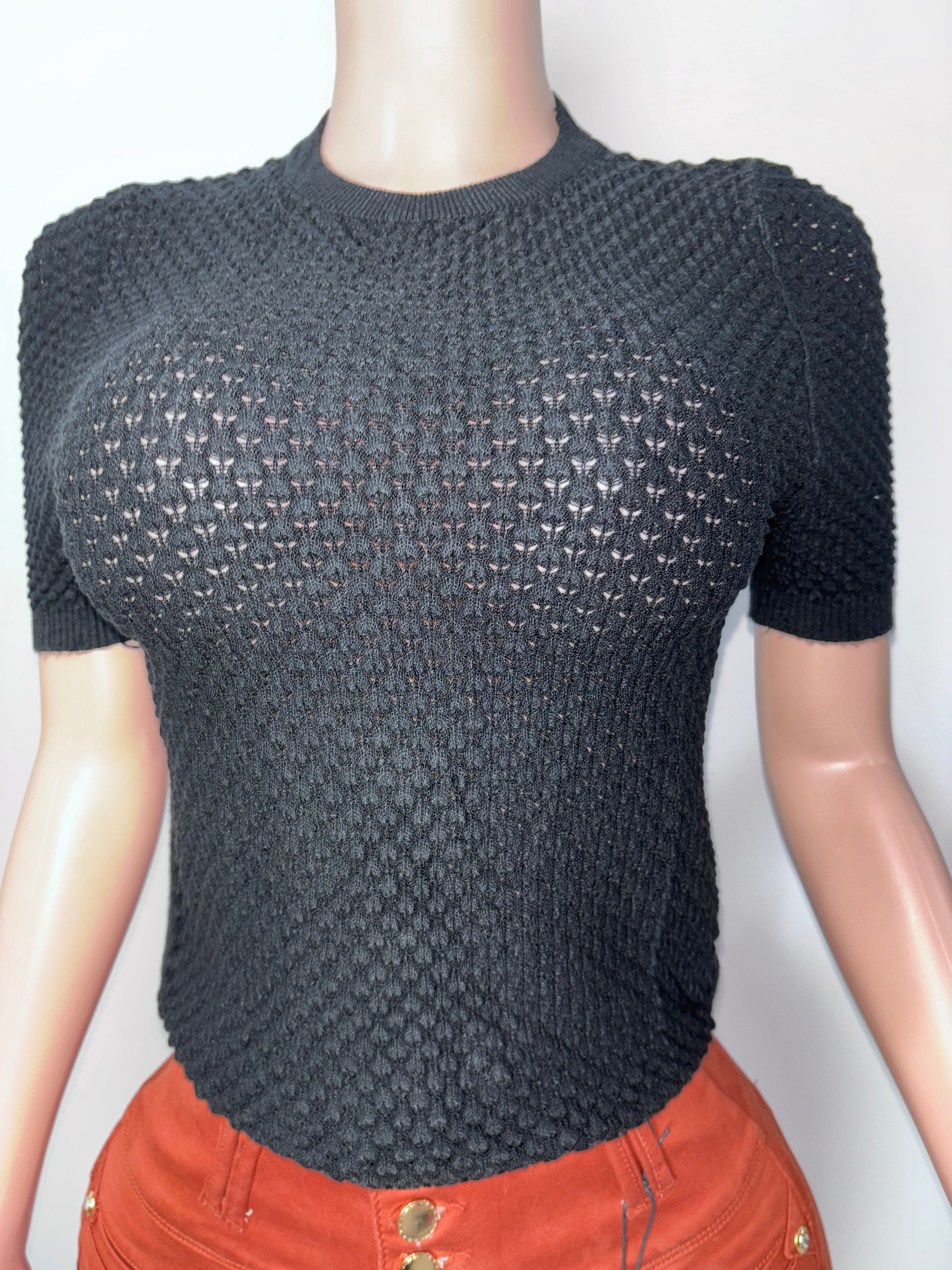 F011 Midnight Textured Knit Top