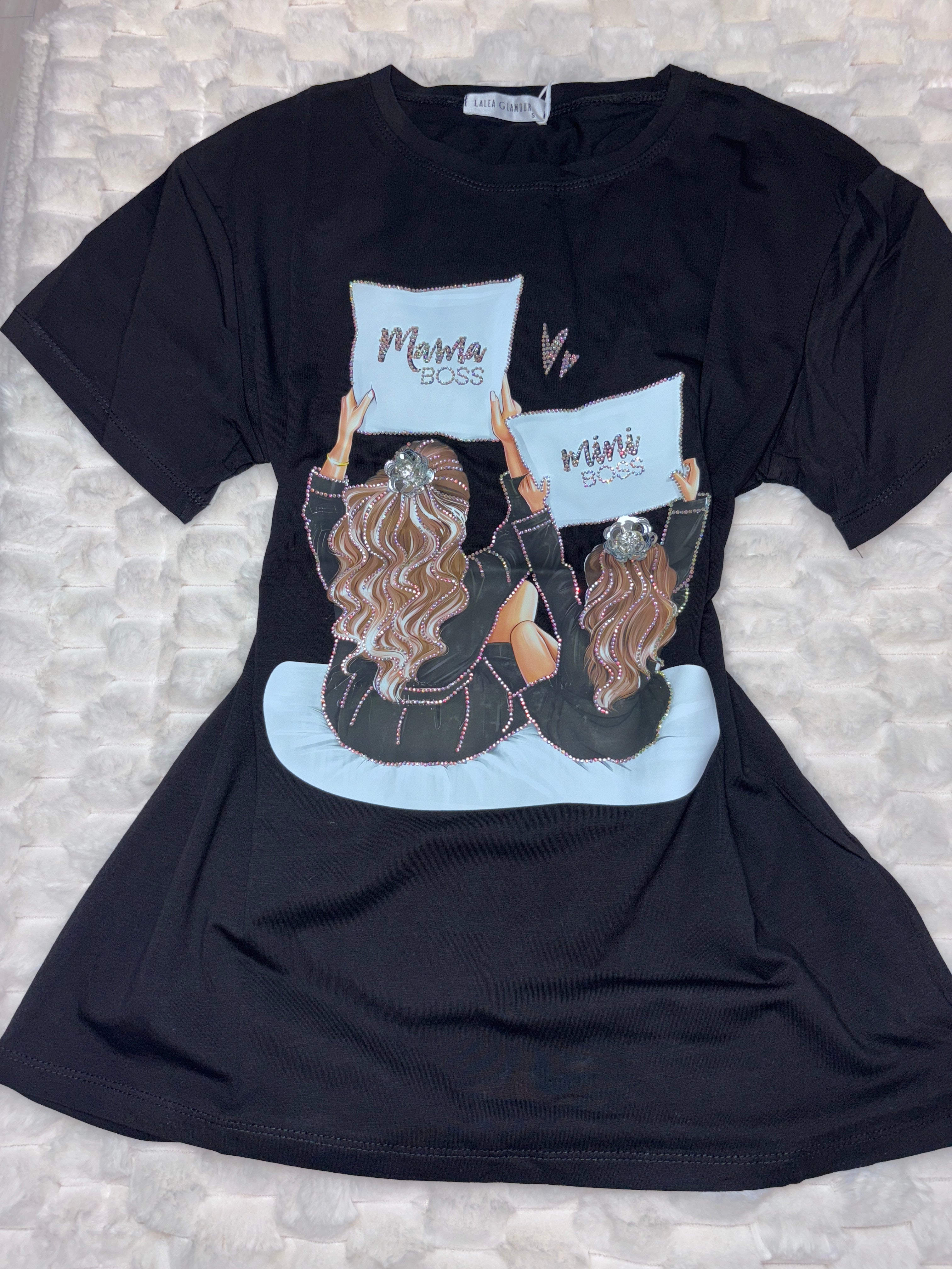 #192 Mama & Mini Boss Sparkle Tee with Rhinestones