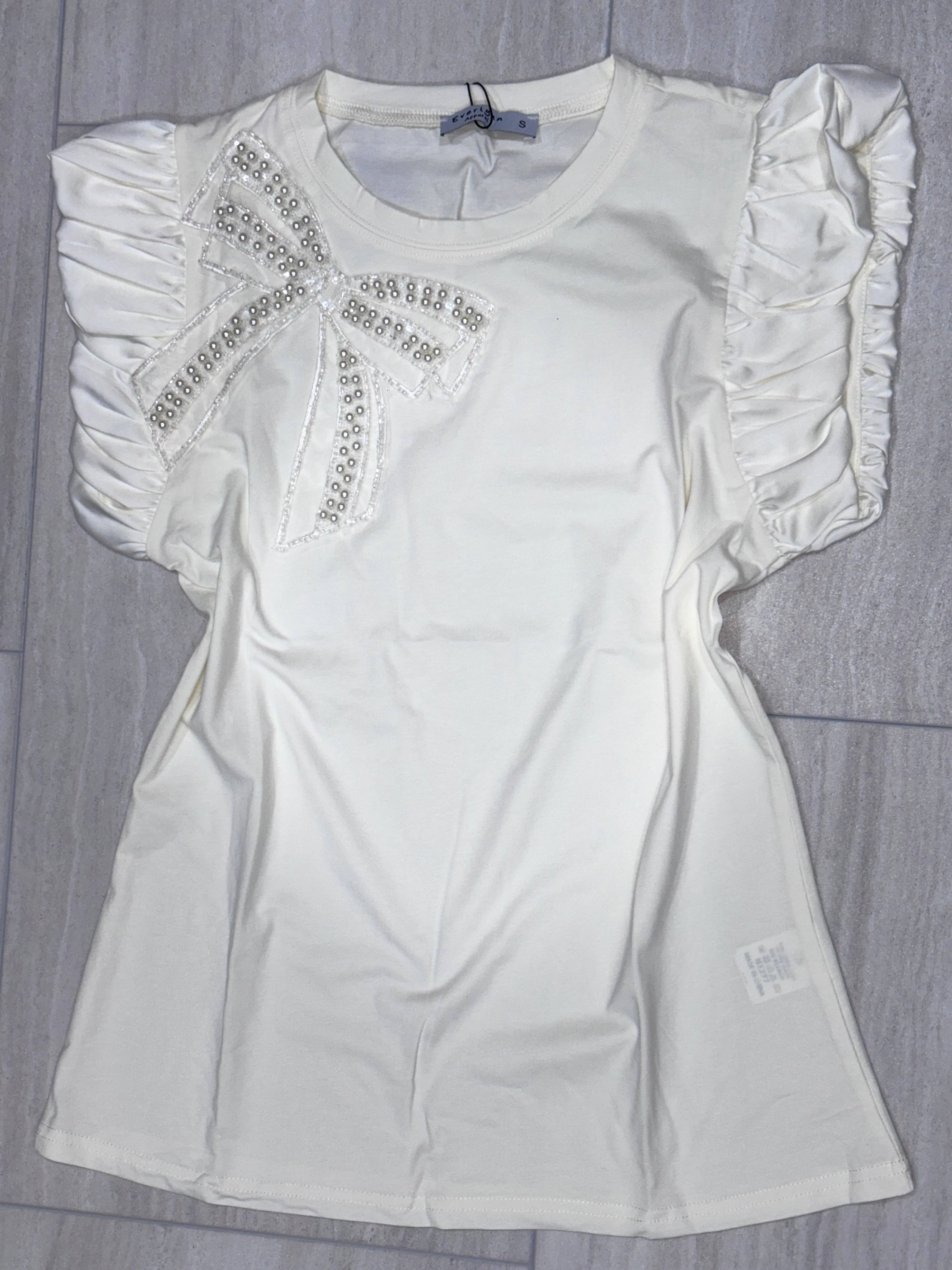 N1277 Royal Bow Ruffle Top 💙✨