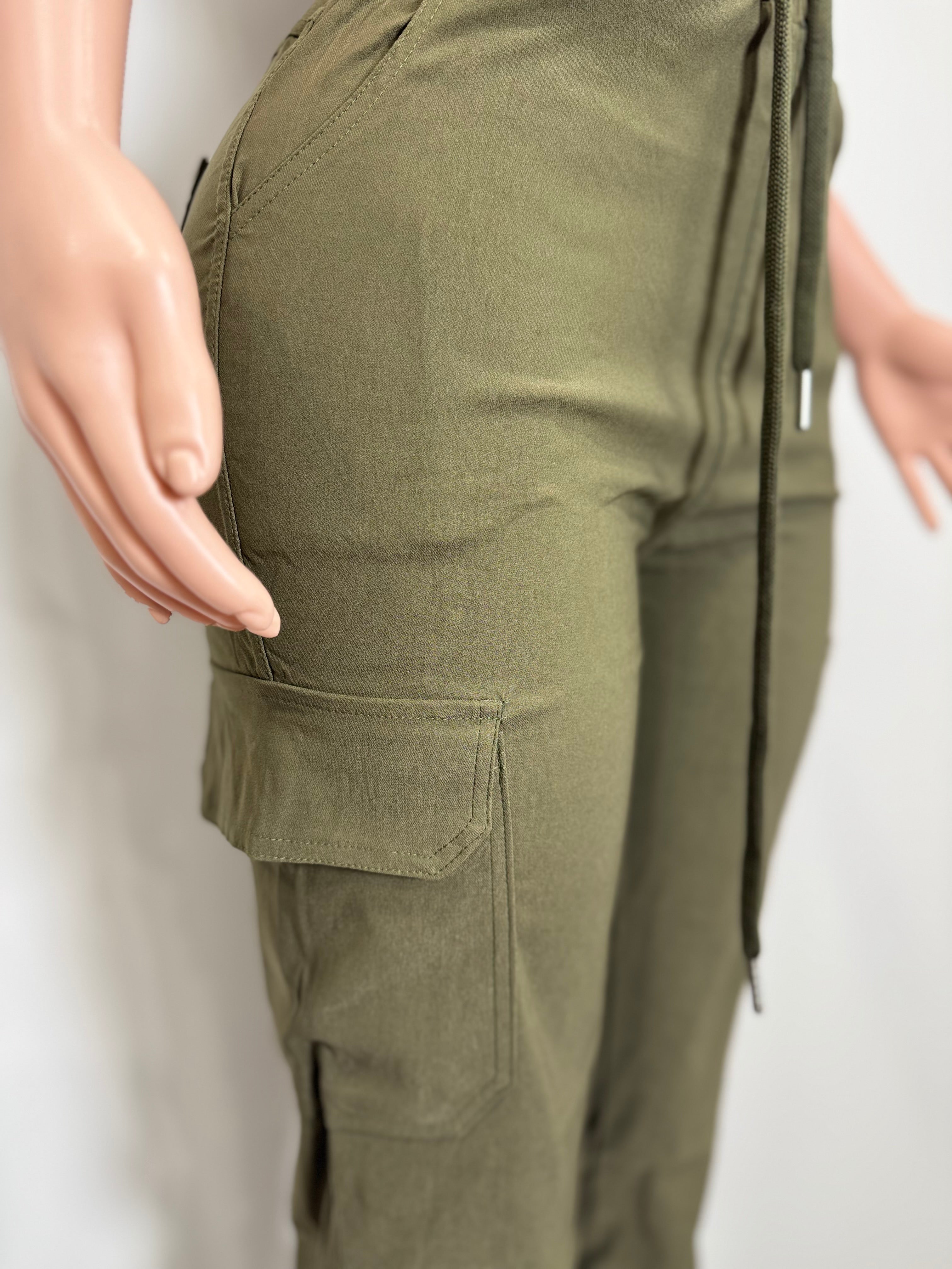 X2116 Casual Cargo Pants with Pockets on the back and Waist band