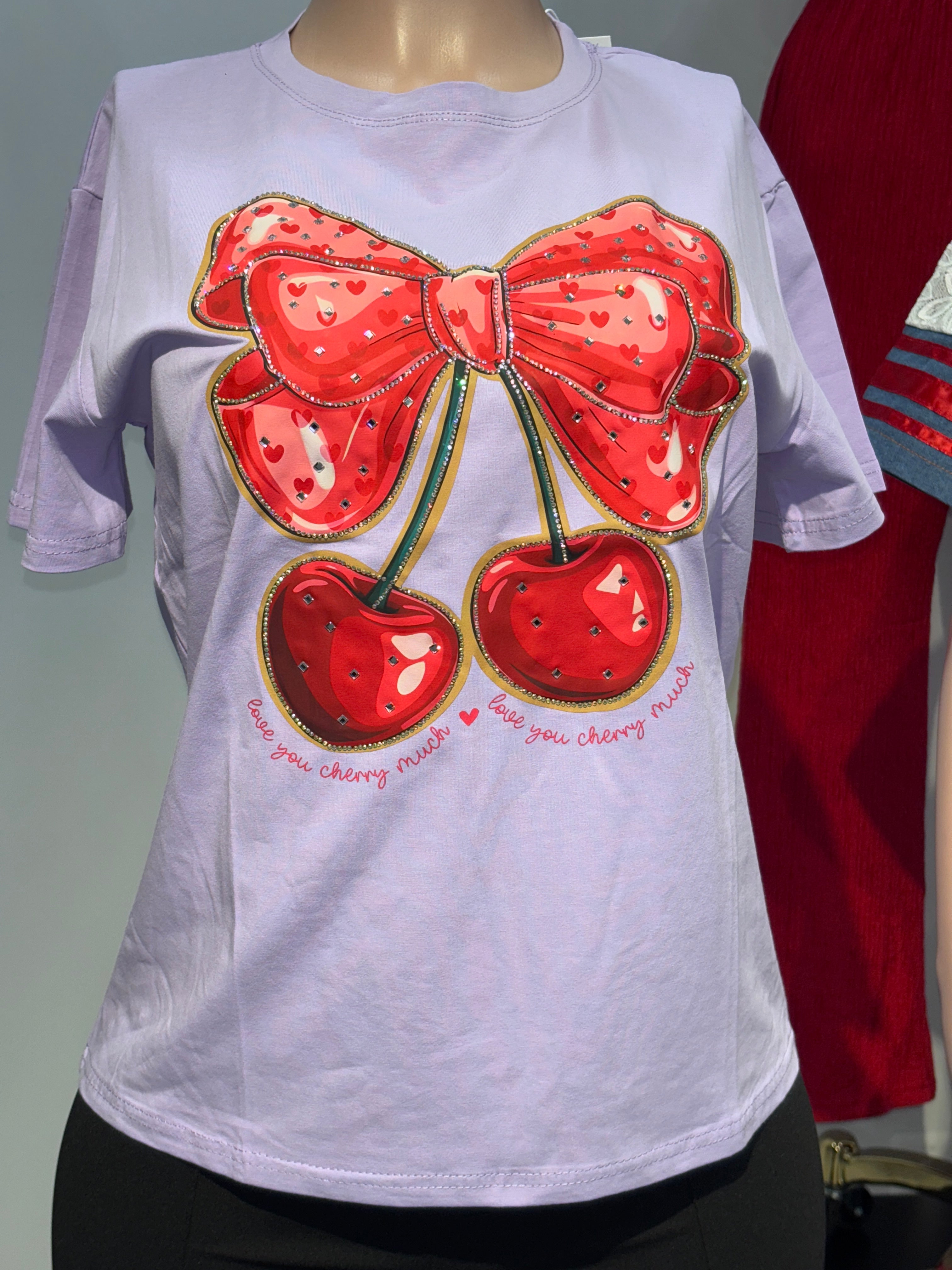 #230 Cherry Kissed Bow Tee