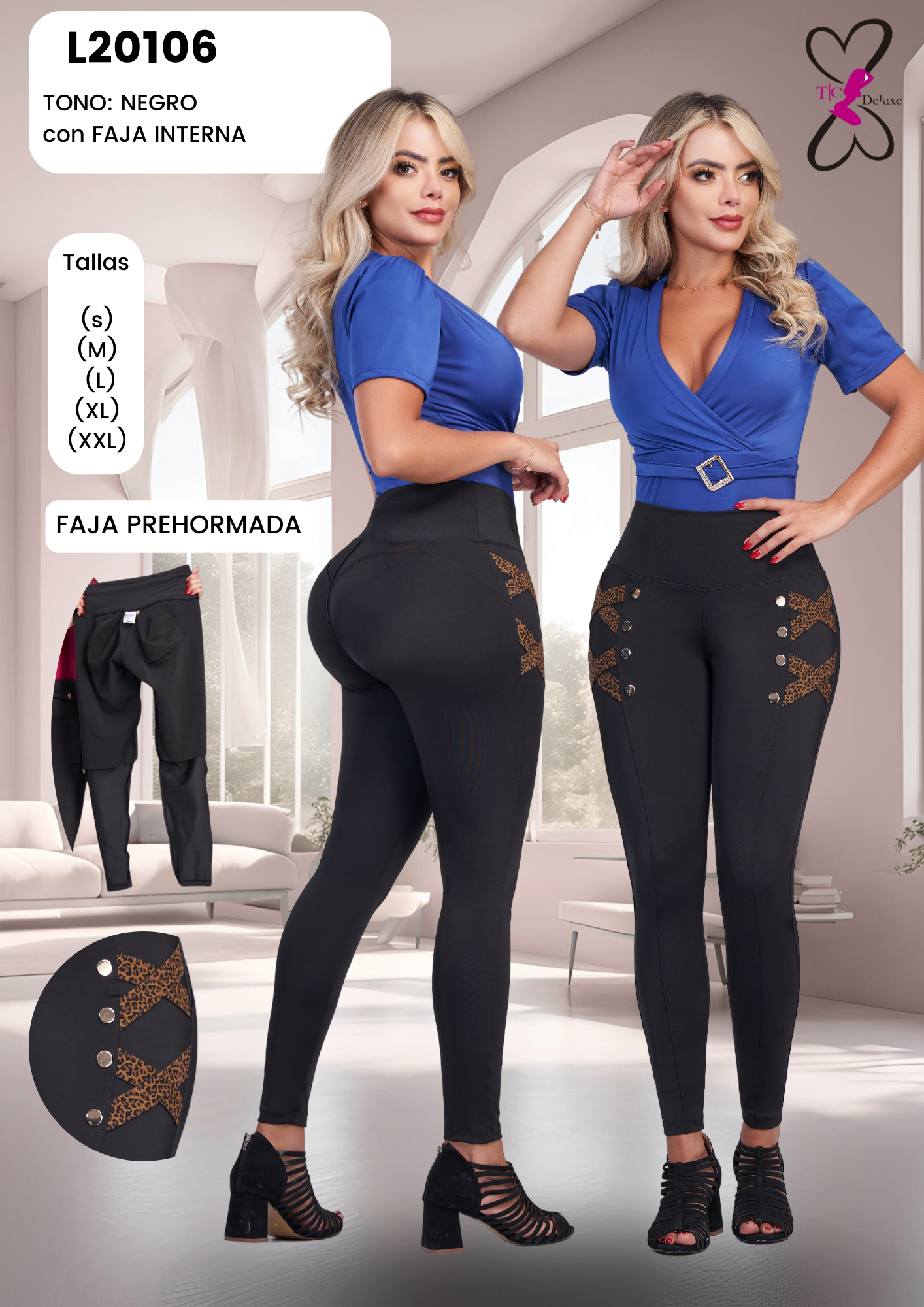 20106 Colombian Leggings with Internal Girdle Style BBL Leopard Print