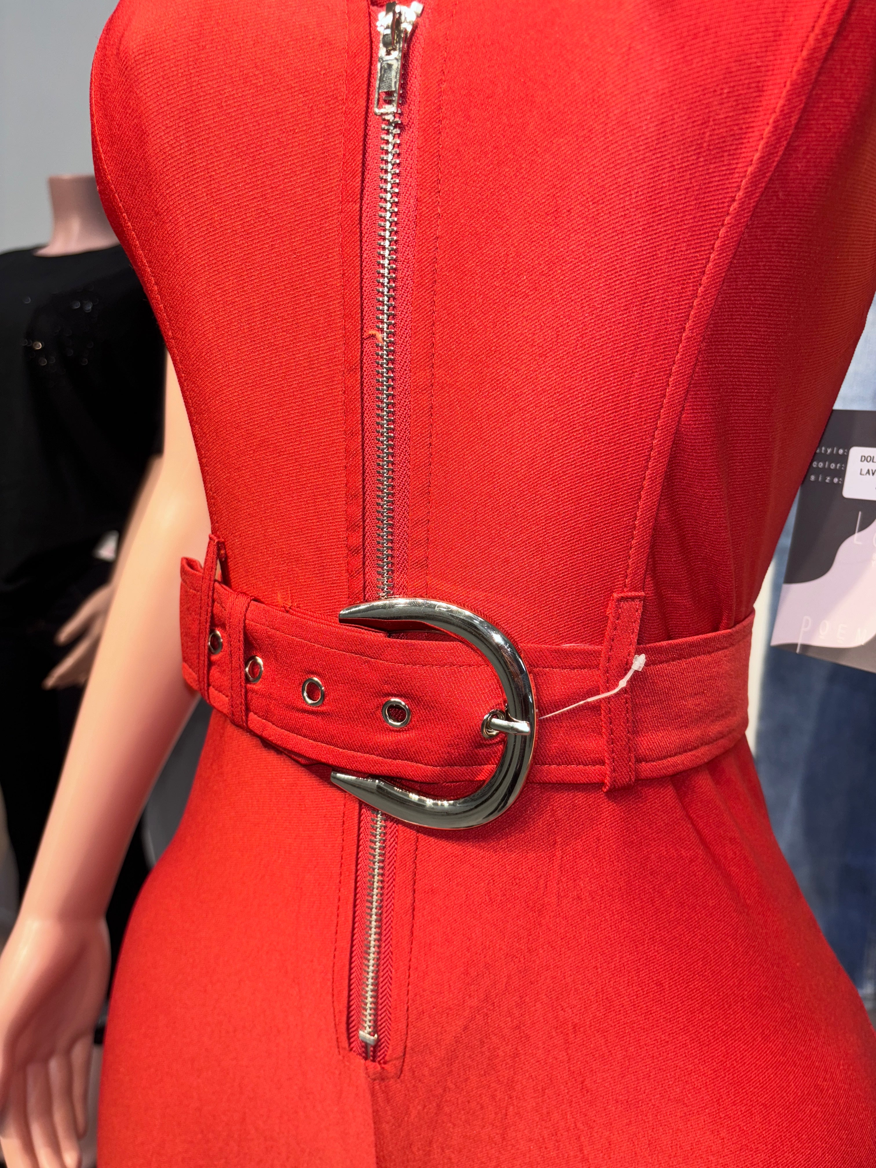 Dolly-01 Power Play Belted Jumpsuit