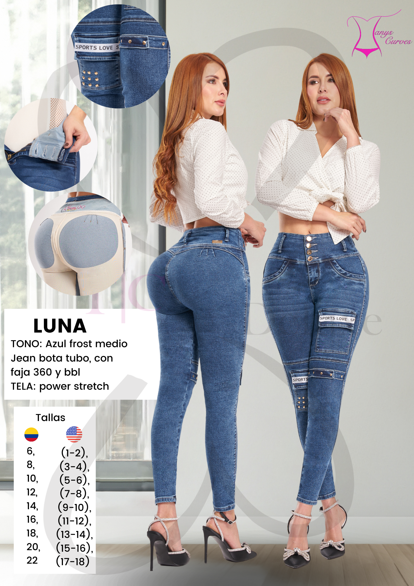 Luna Colombian Jean with Internal
Girdle Faja LIPO 360 & BBL with metal beads