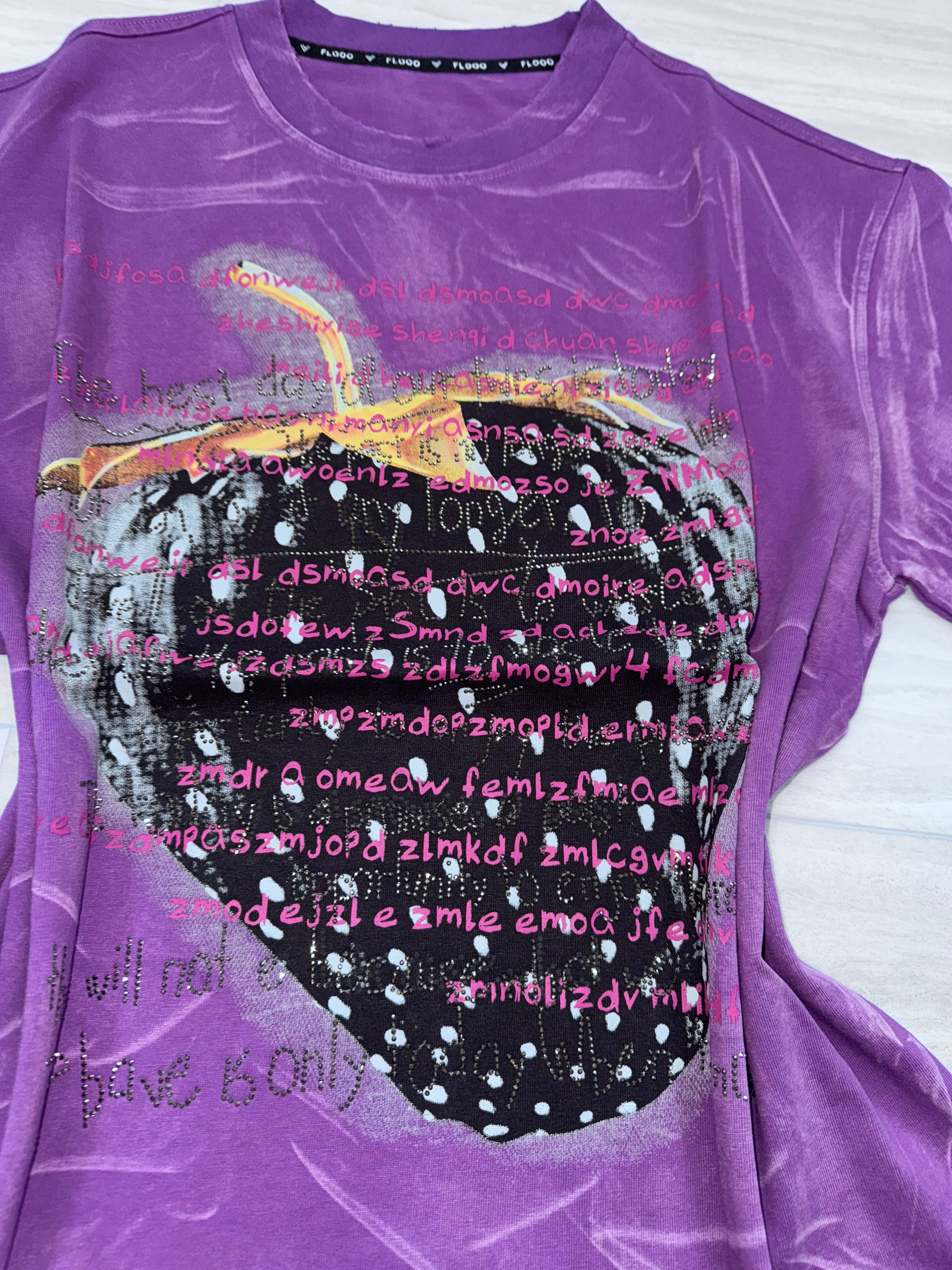 Midnight Berry Crush Tee with Rhinestones oversize style