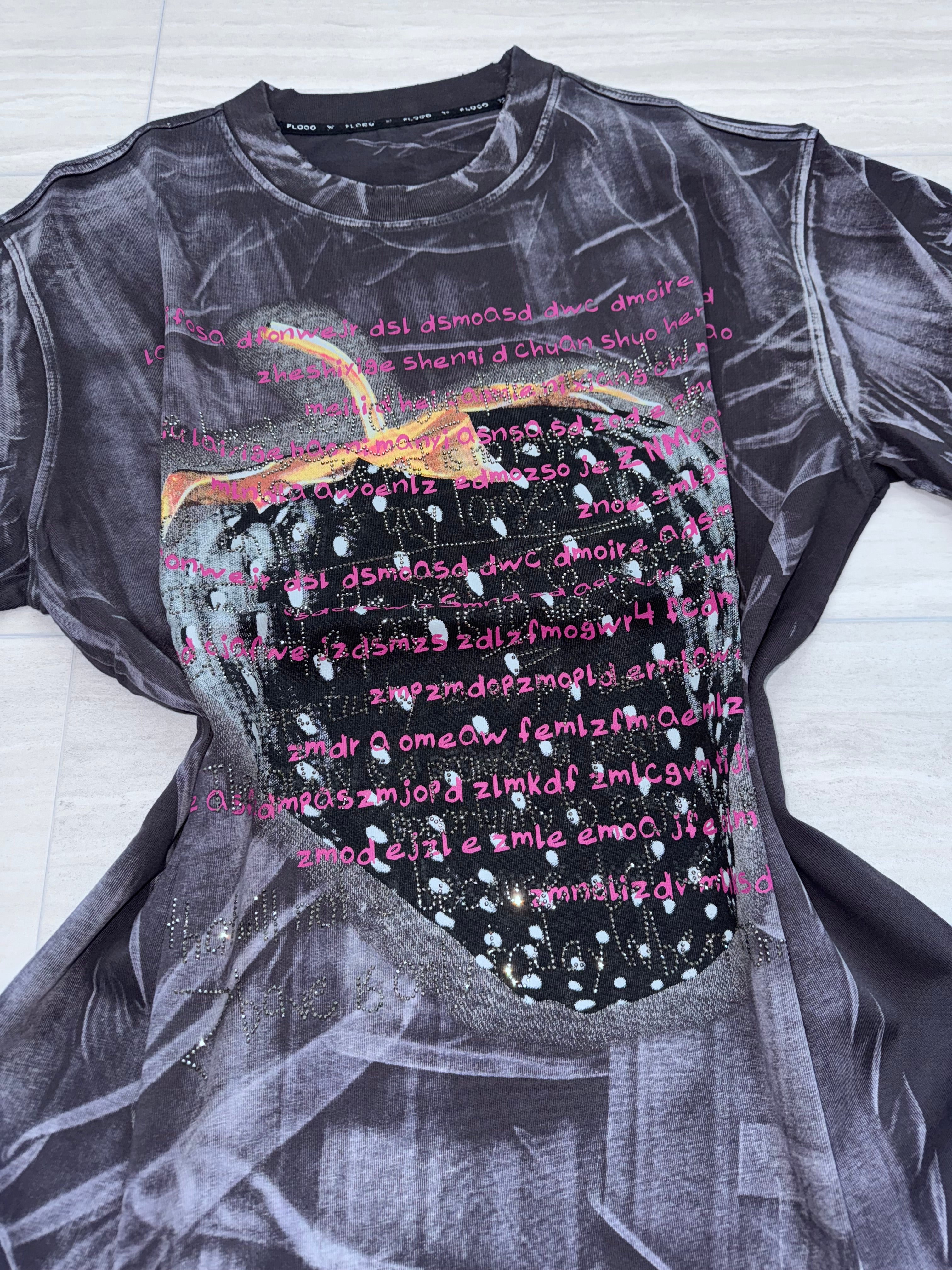 Midnight Berry Crush Tee with Rhinestones oversize style
