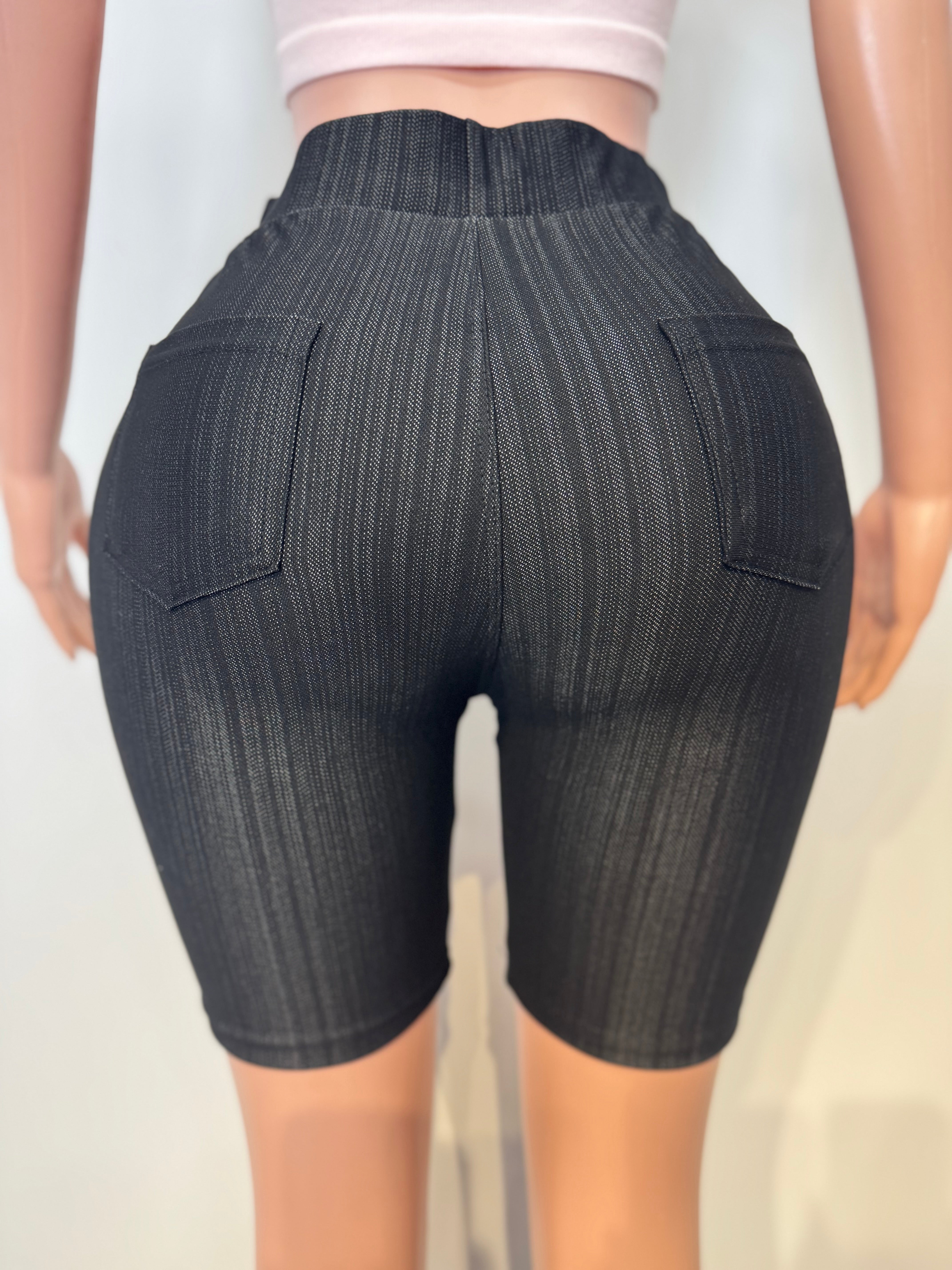 NZ503 Dark Boss Mode Pinstripe Biker Shorts