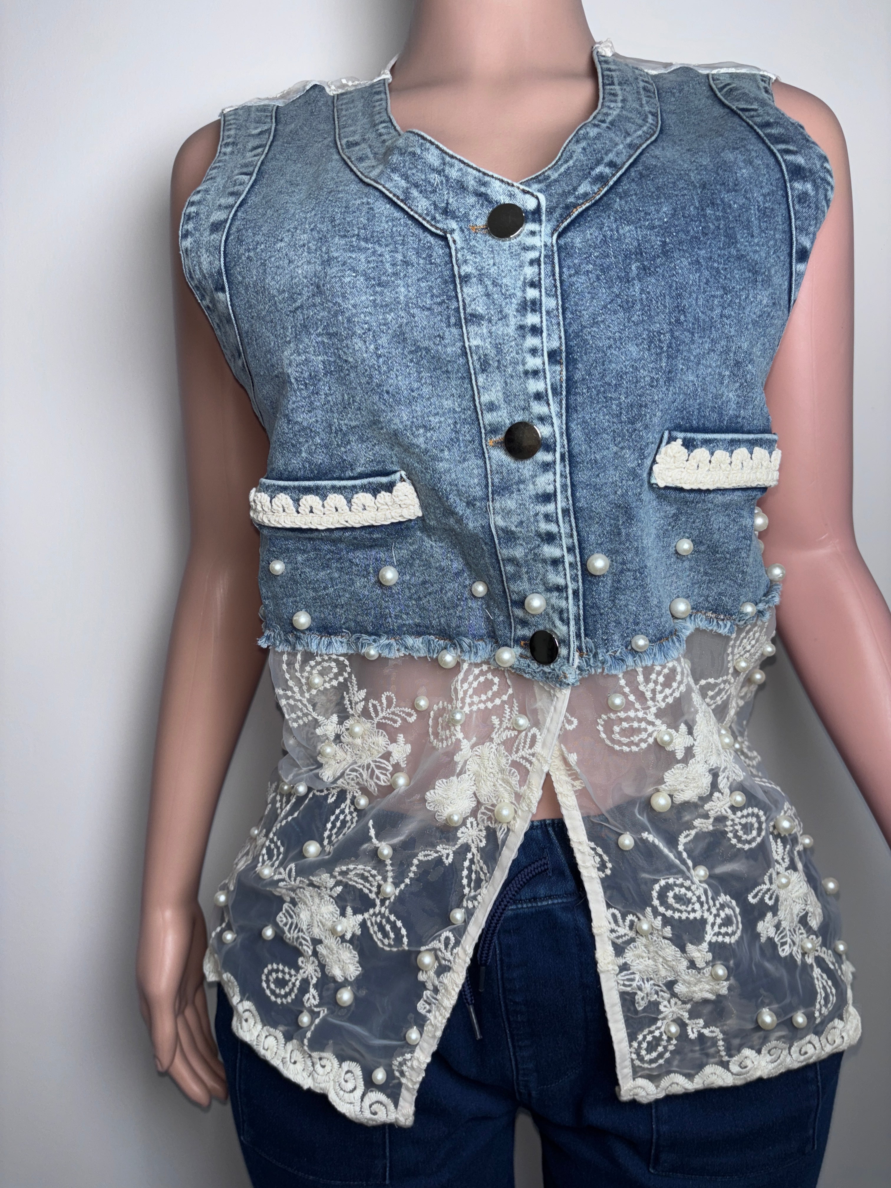 30379 Lace & Grit Pearl Vest