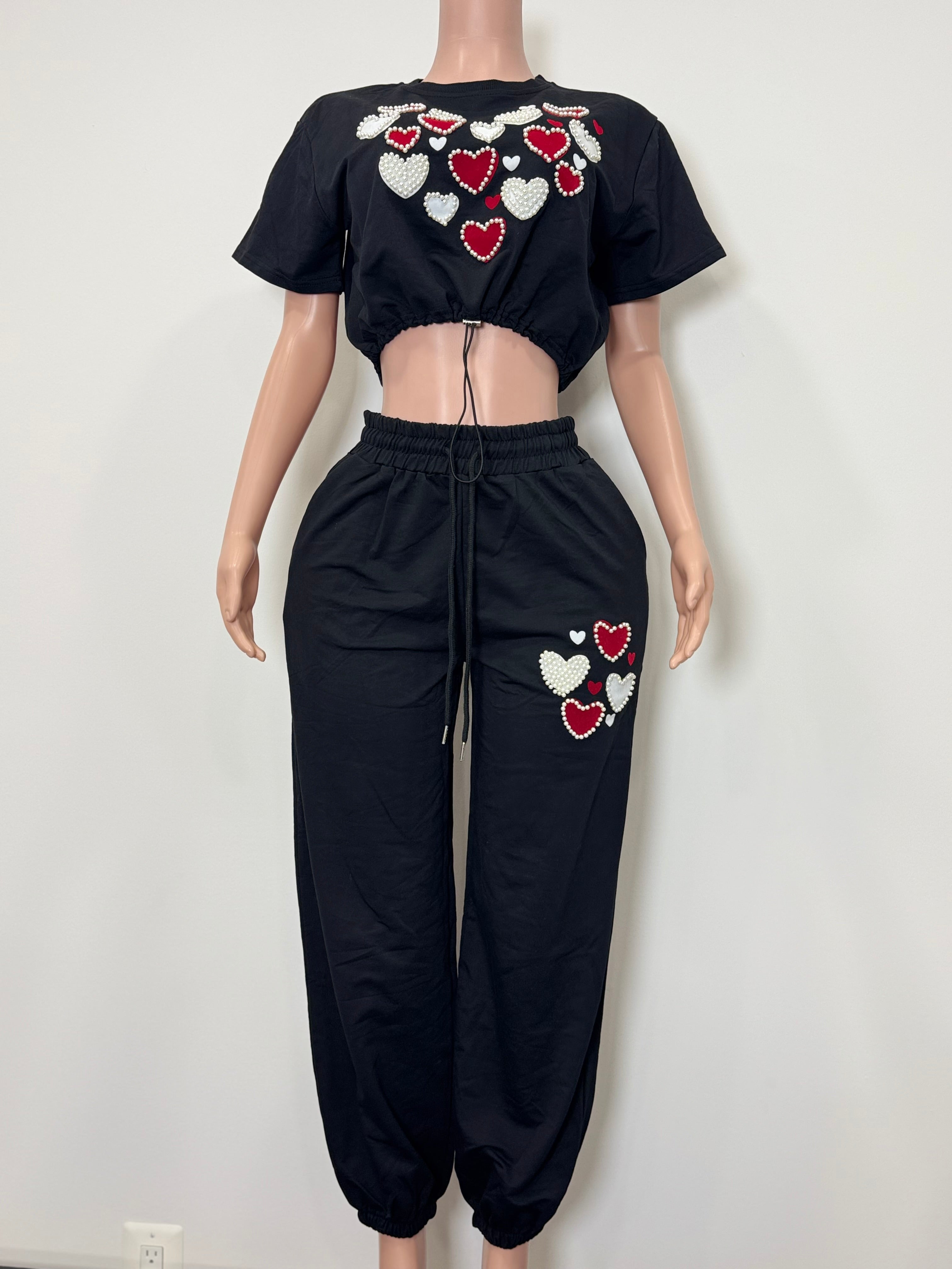 D9977 Heartbeat Charm Jogger Set