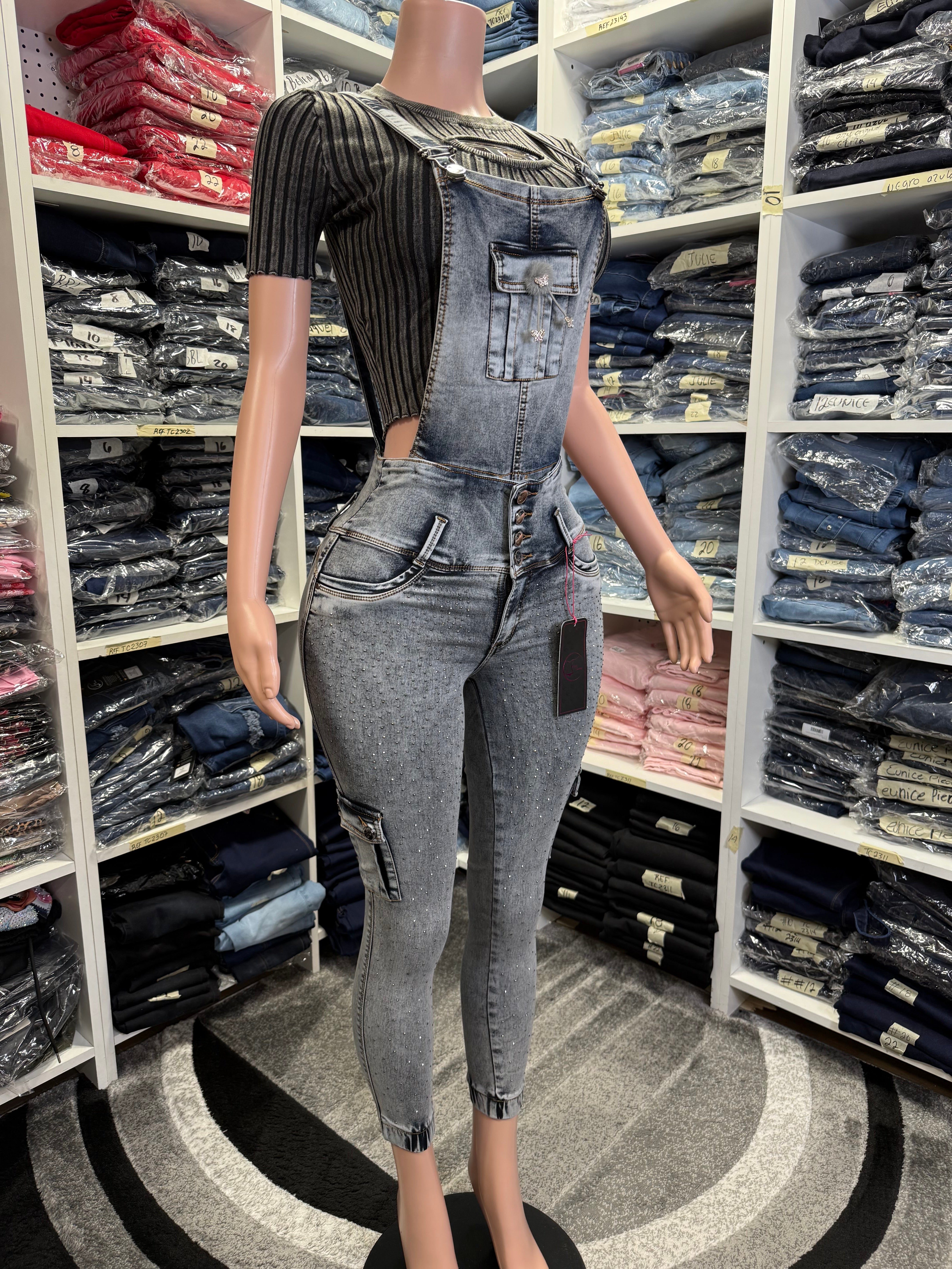 Emma-G Colombian Jean Overall with internal girdle style 360 with Rhinestones