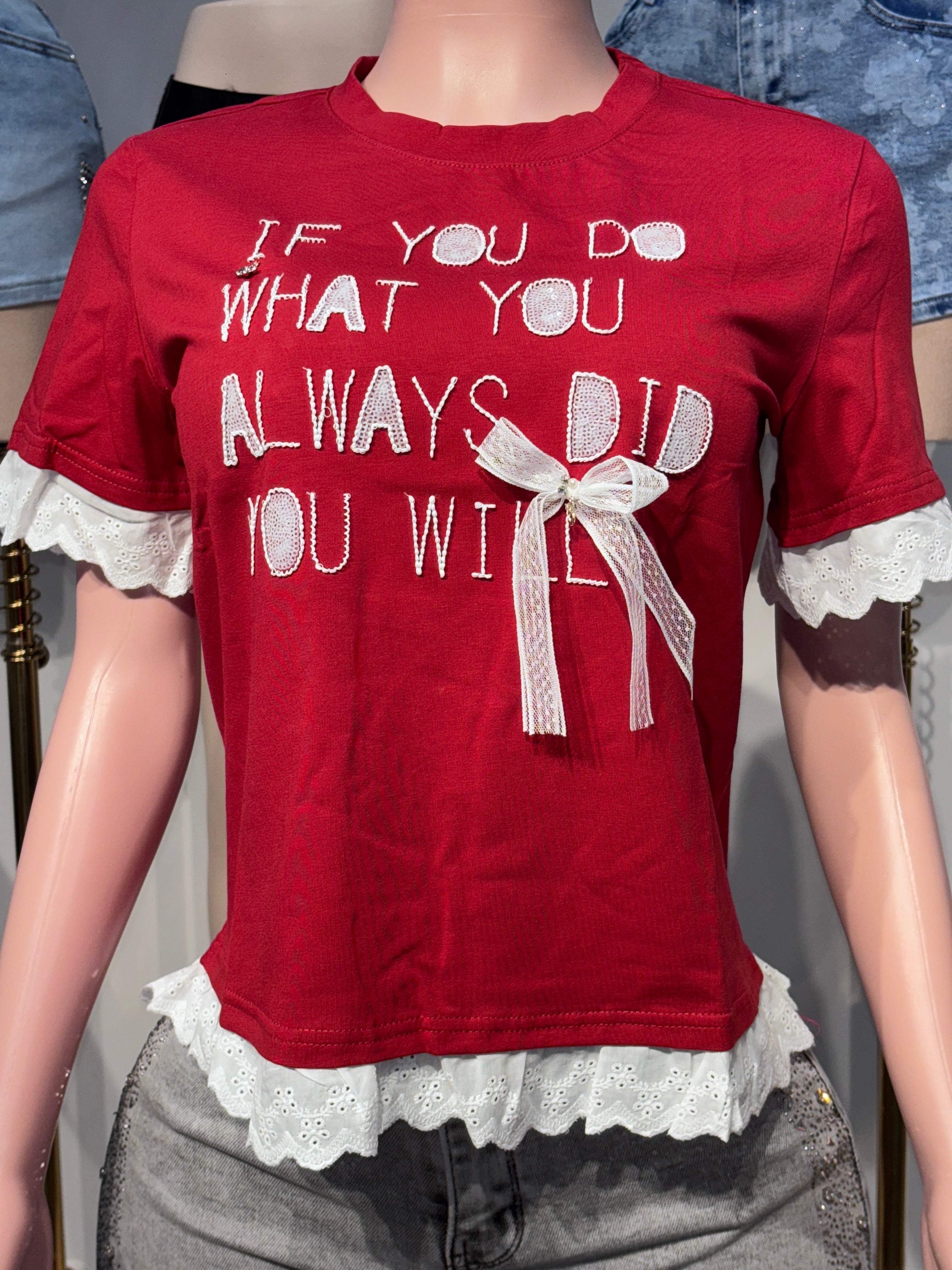 32240 Laced Up Motivation Tee with Bow