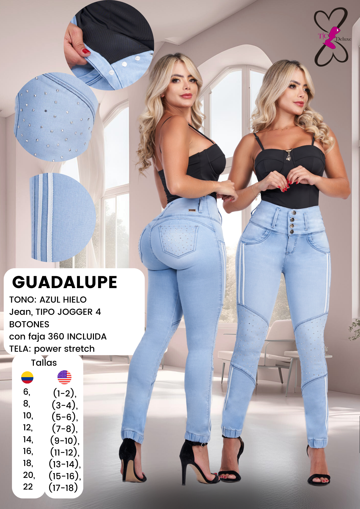 Guadalupe Colombian Jean with Internal Girdle style 360 Jogger Design