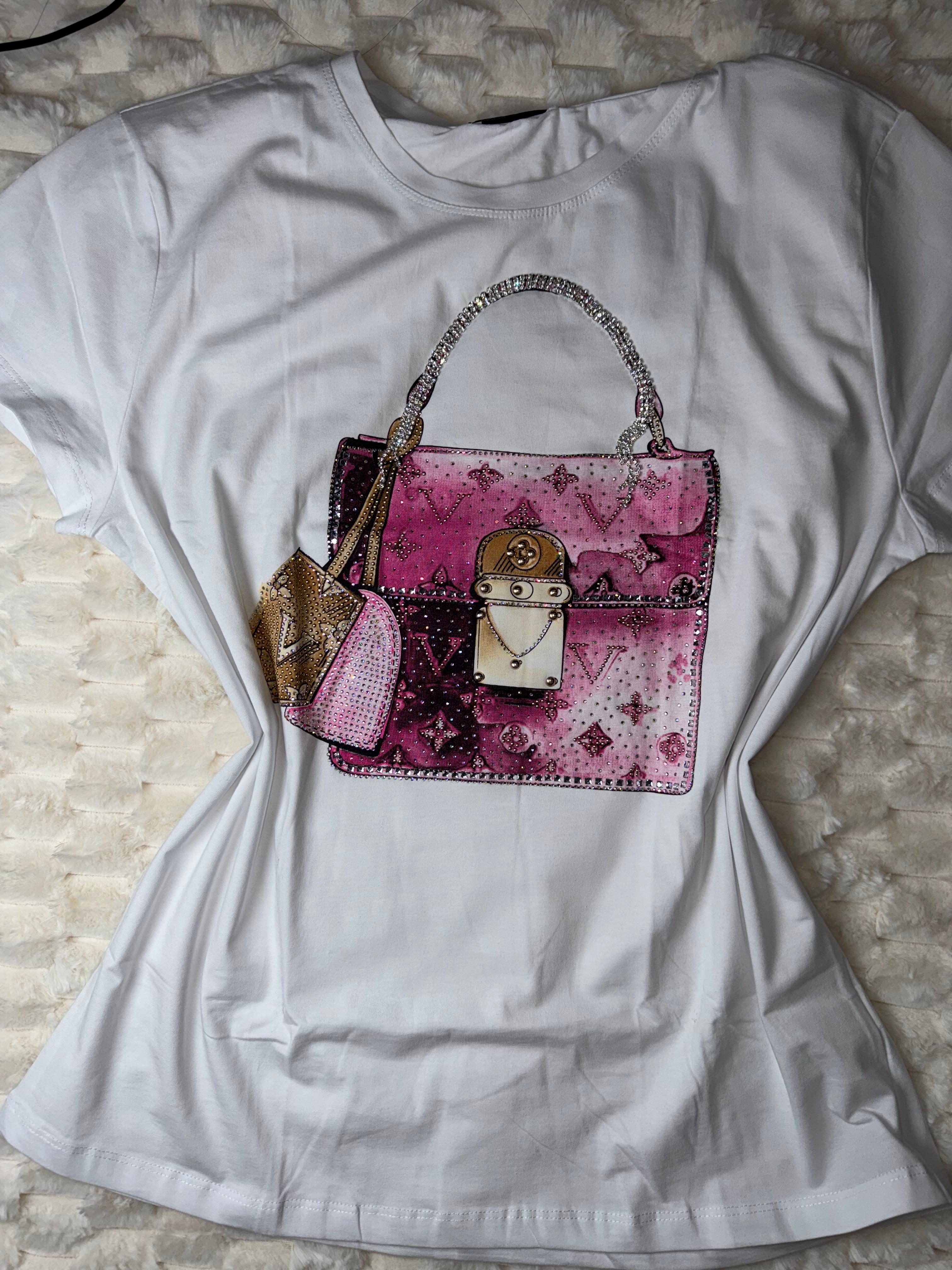 K0039 T-Shirt with Rhinestones Purse Design